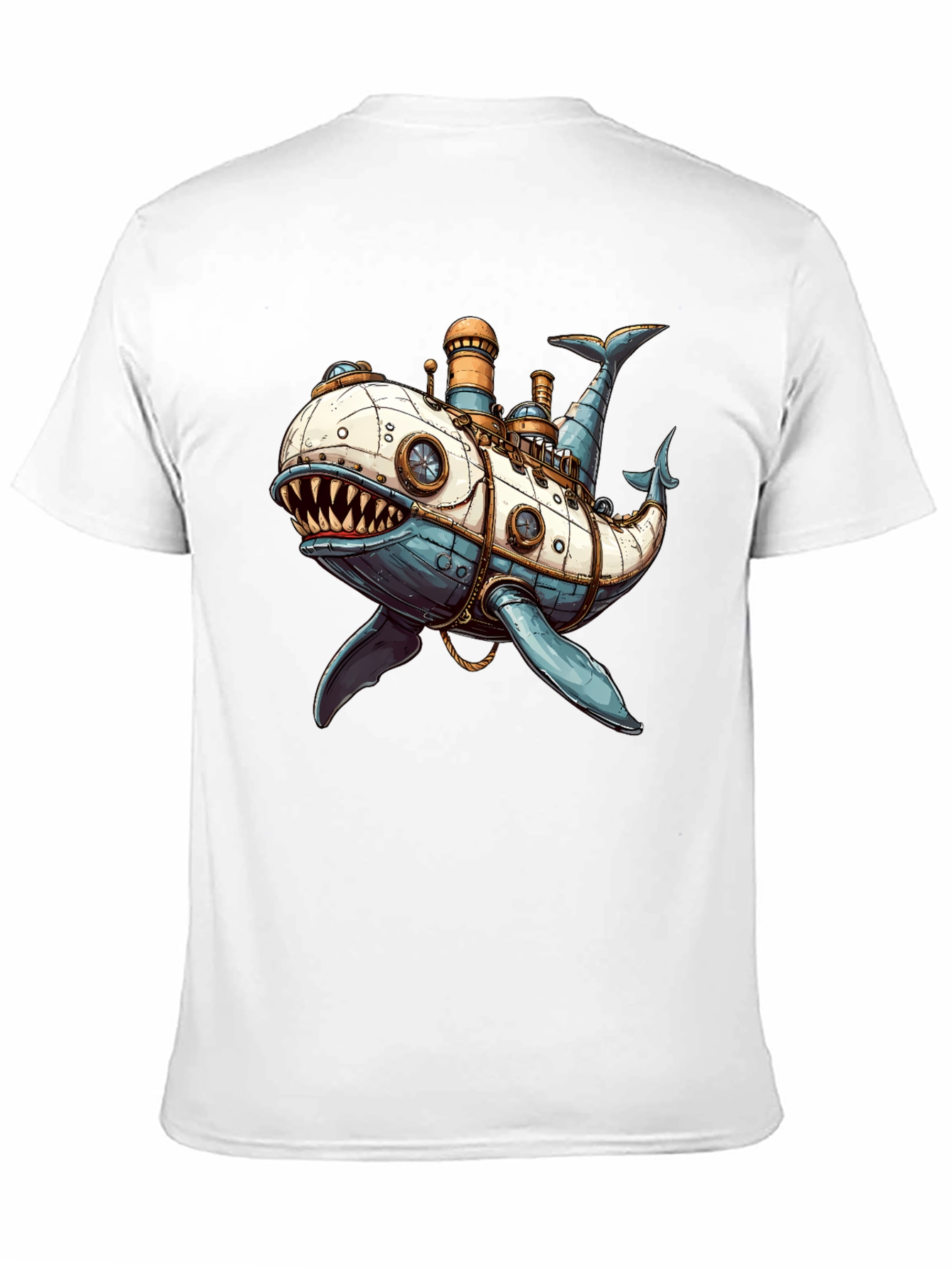 Black Steampunk Whale T-Shirt - Unique Design view 11