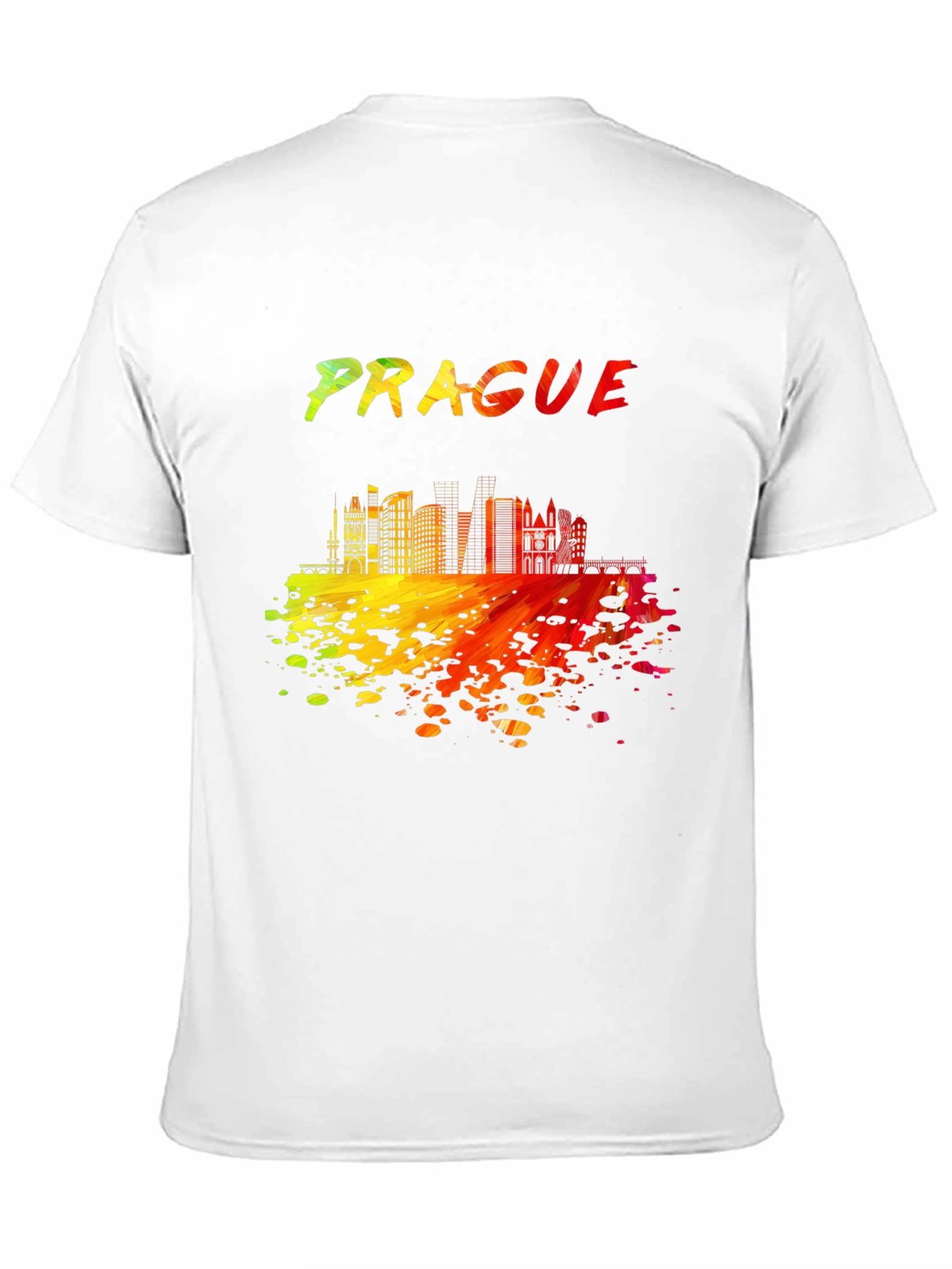 Prague Skyline Men's Black Graphic T-Shirt - 11