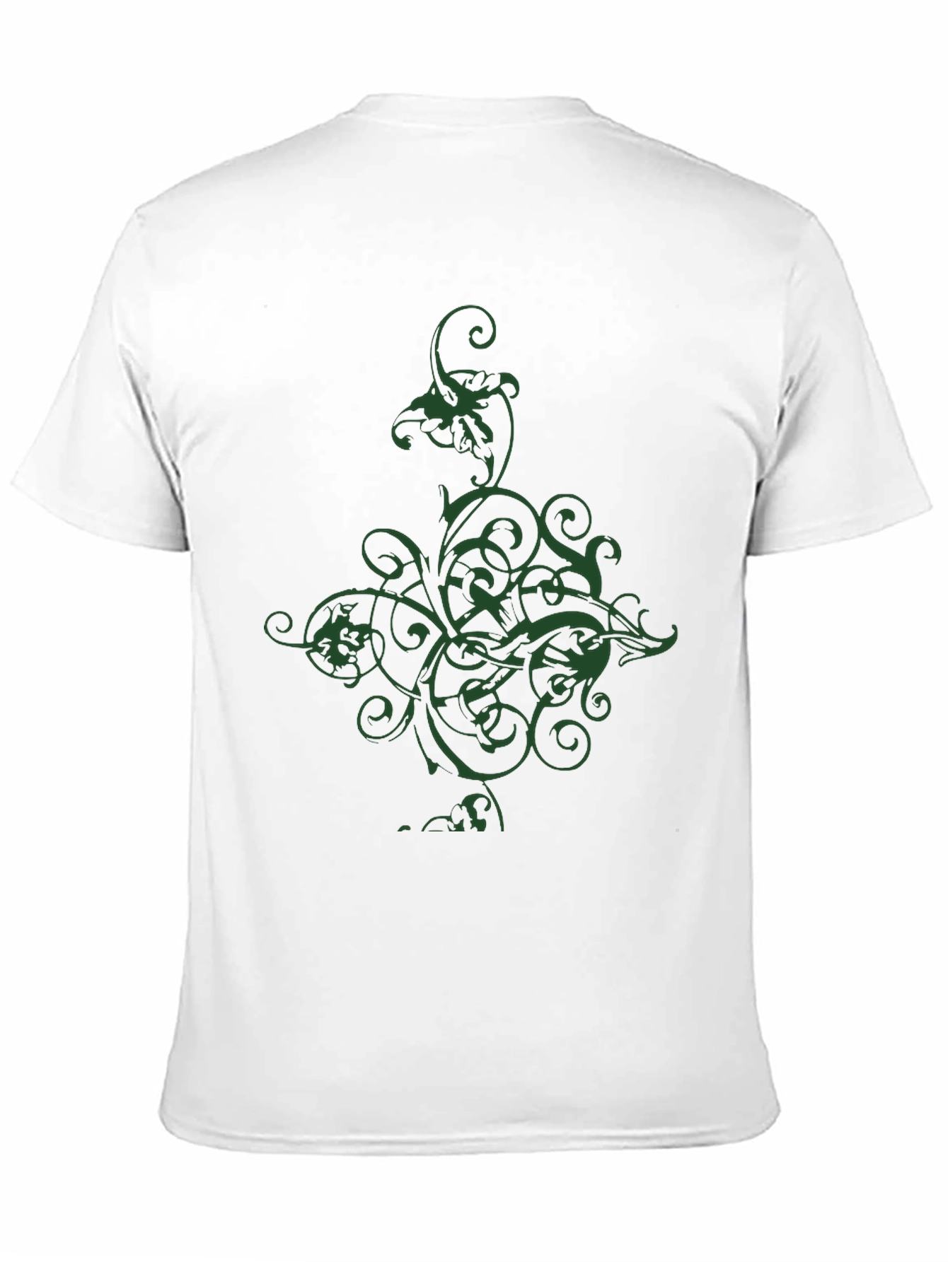 Black Men's Black T-Shirt with Green Floral Graphic view 11