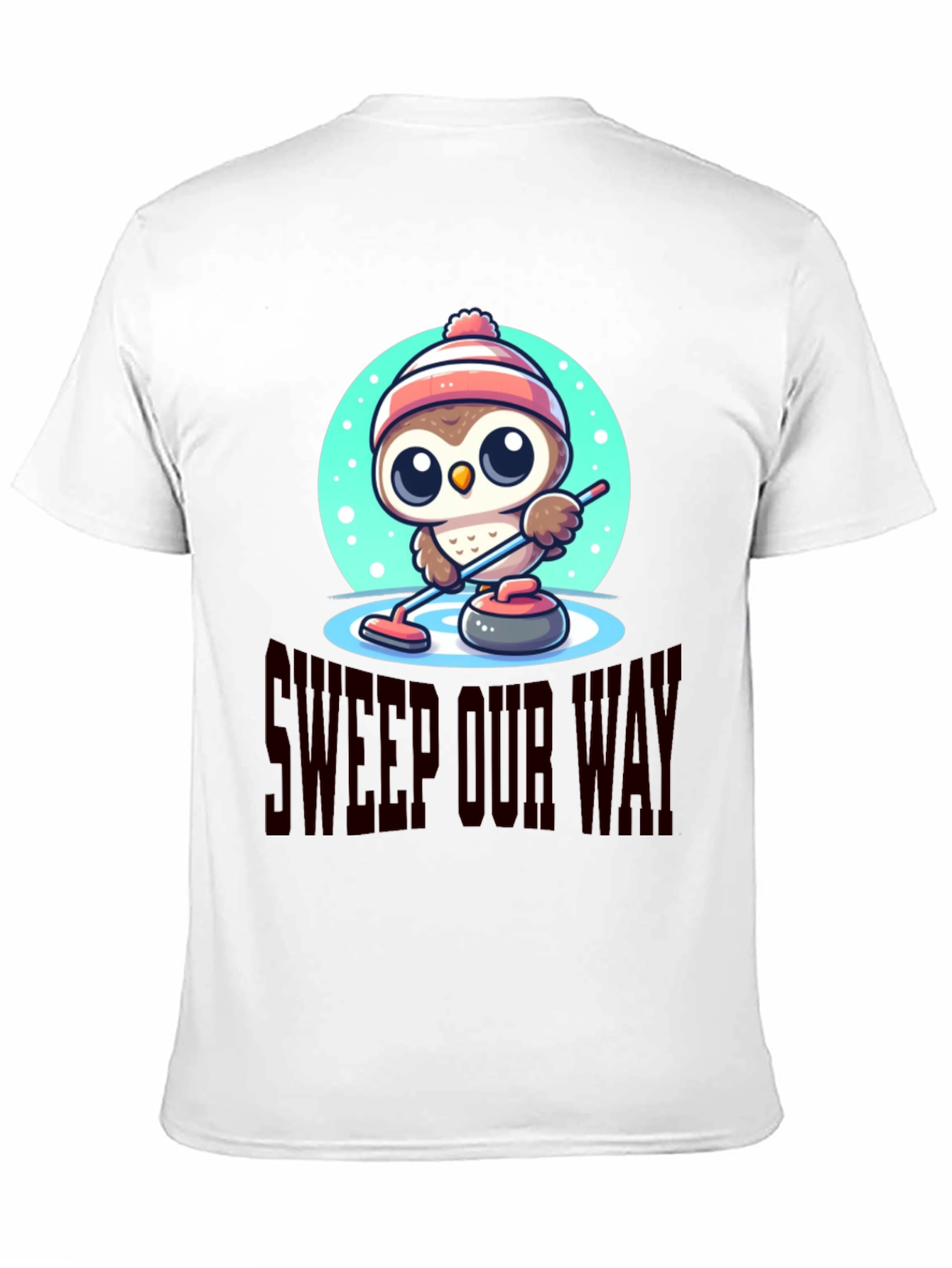 Black Cute Cartoon Owl Curling T-Shirt view 11