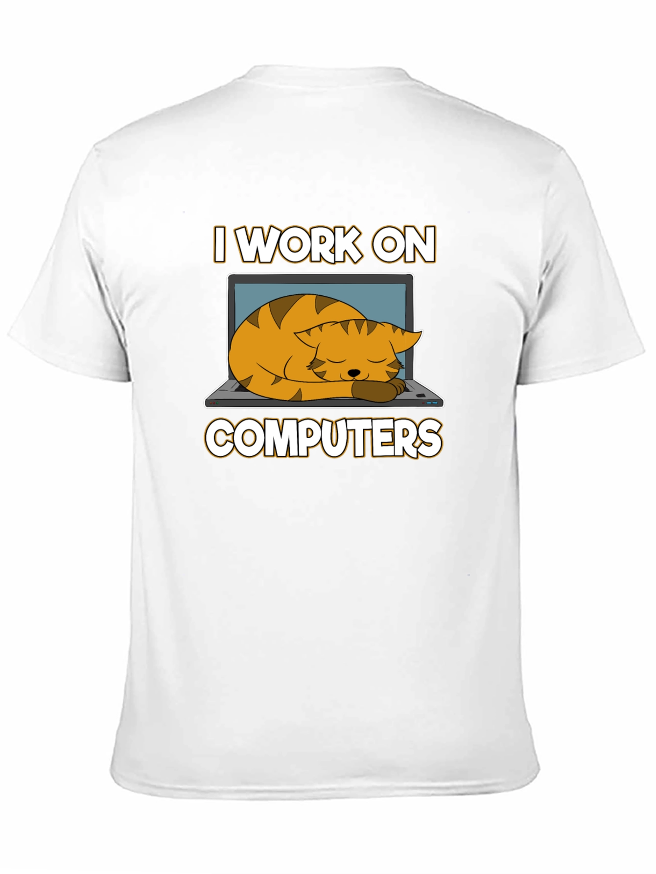 Black I Work On Computers Cat Nap T-Shirt view 11