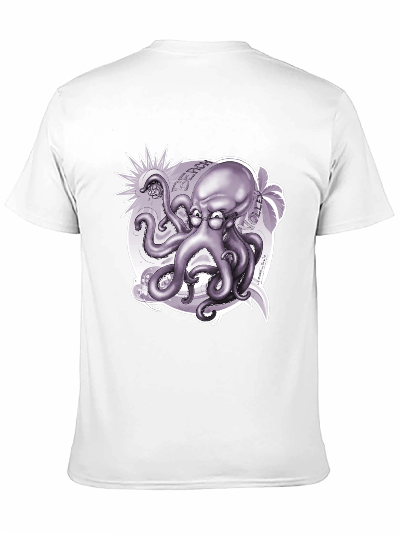 Black Octopus Beach Volleyball T-Shirt - Unique Design view 11