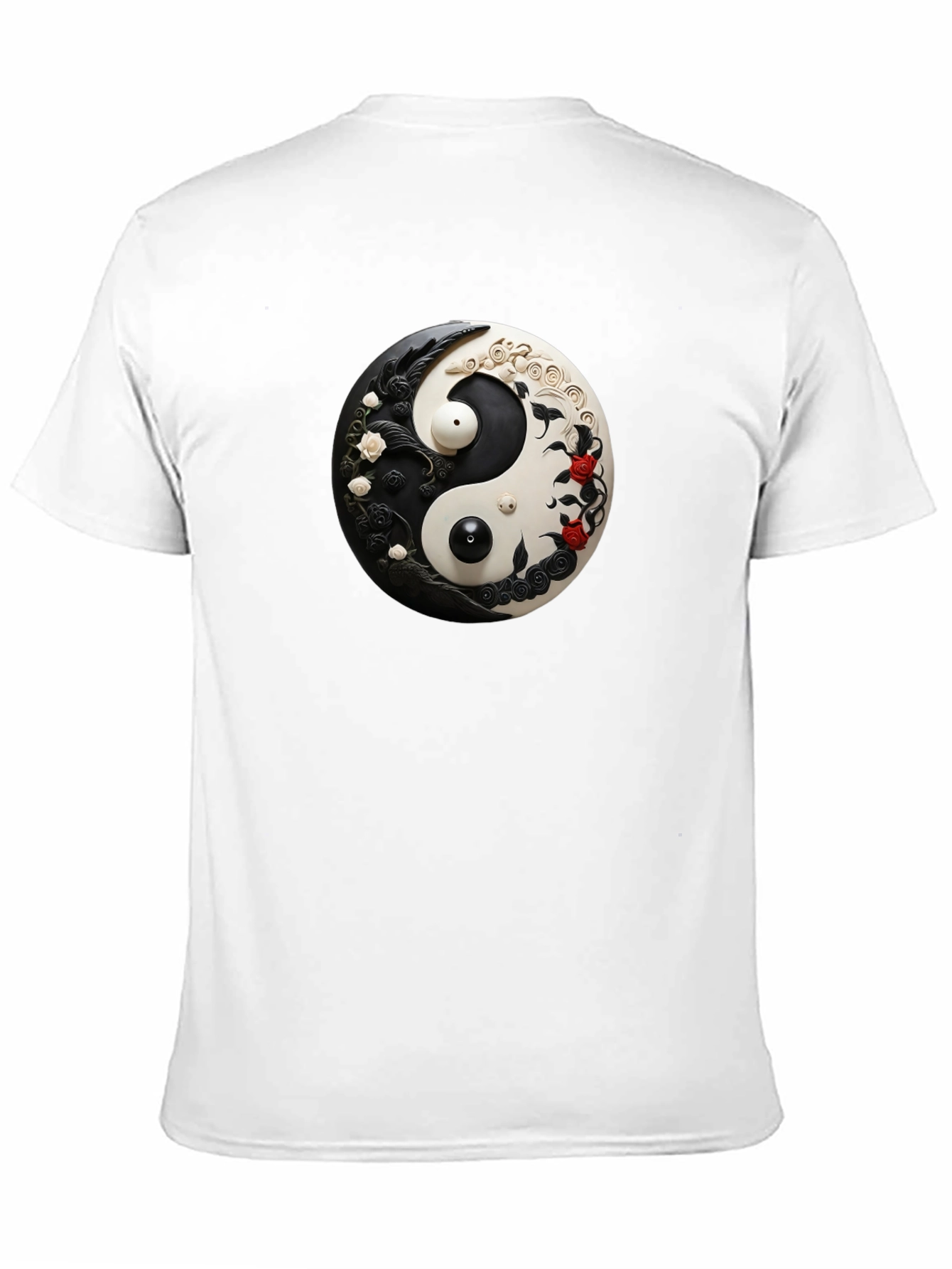 Black Yin Yang Floral Graphic Black T-Shirt view 11
