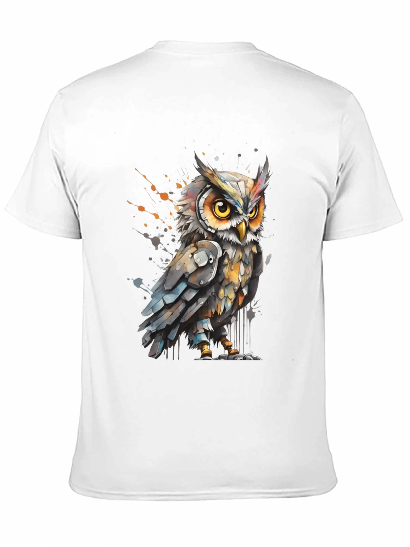 Black Artistic Owl Graphic Tee - Cool Bird T-Shirt view 11