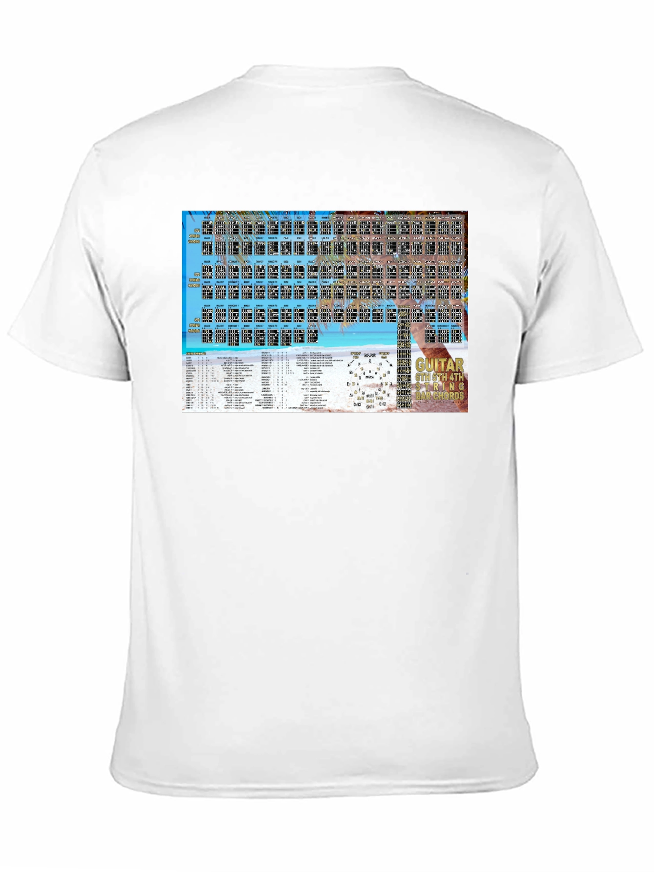 Black Guitar Chords Beach T-Shirt view 11