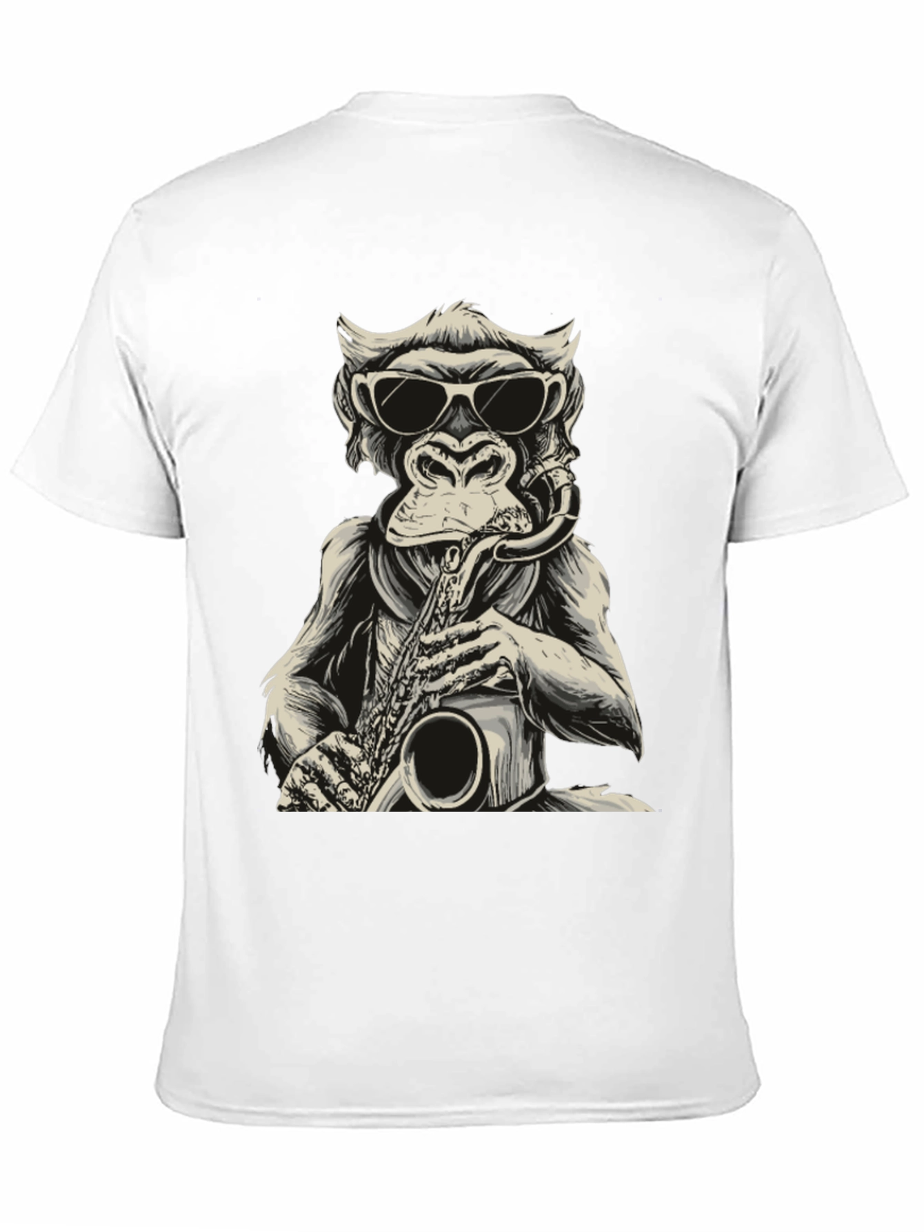 Black Cool Monkey Saxophone Player Graphic T-Shirt view 11
