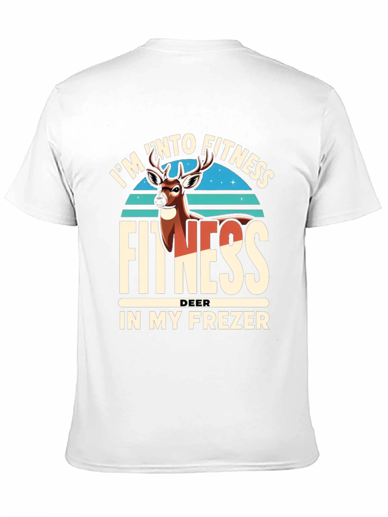 Black Fitness Deer in Freezer Funny T-Shirt view 11