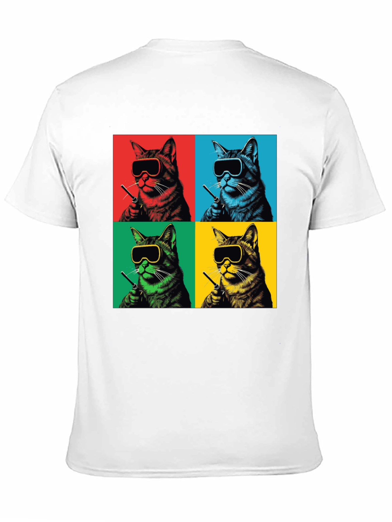 Black Pop Art Cat T-Shirt - Quirky Feline Style view 11