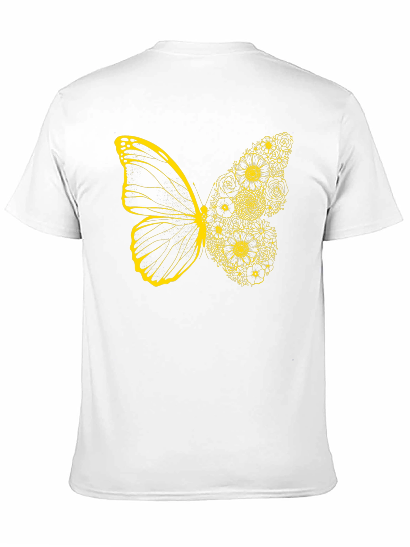 Black Floral Butterfly Graphic Tee - Black Cotton Casual Top view 11