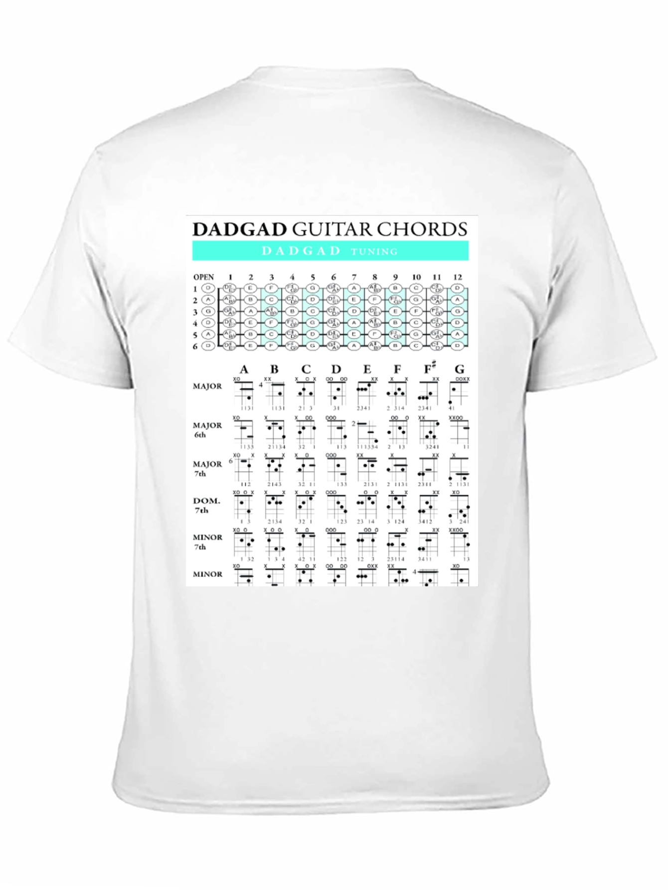 Black DADGAD Guitar Chords Black T-Shirt view 11