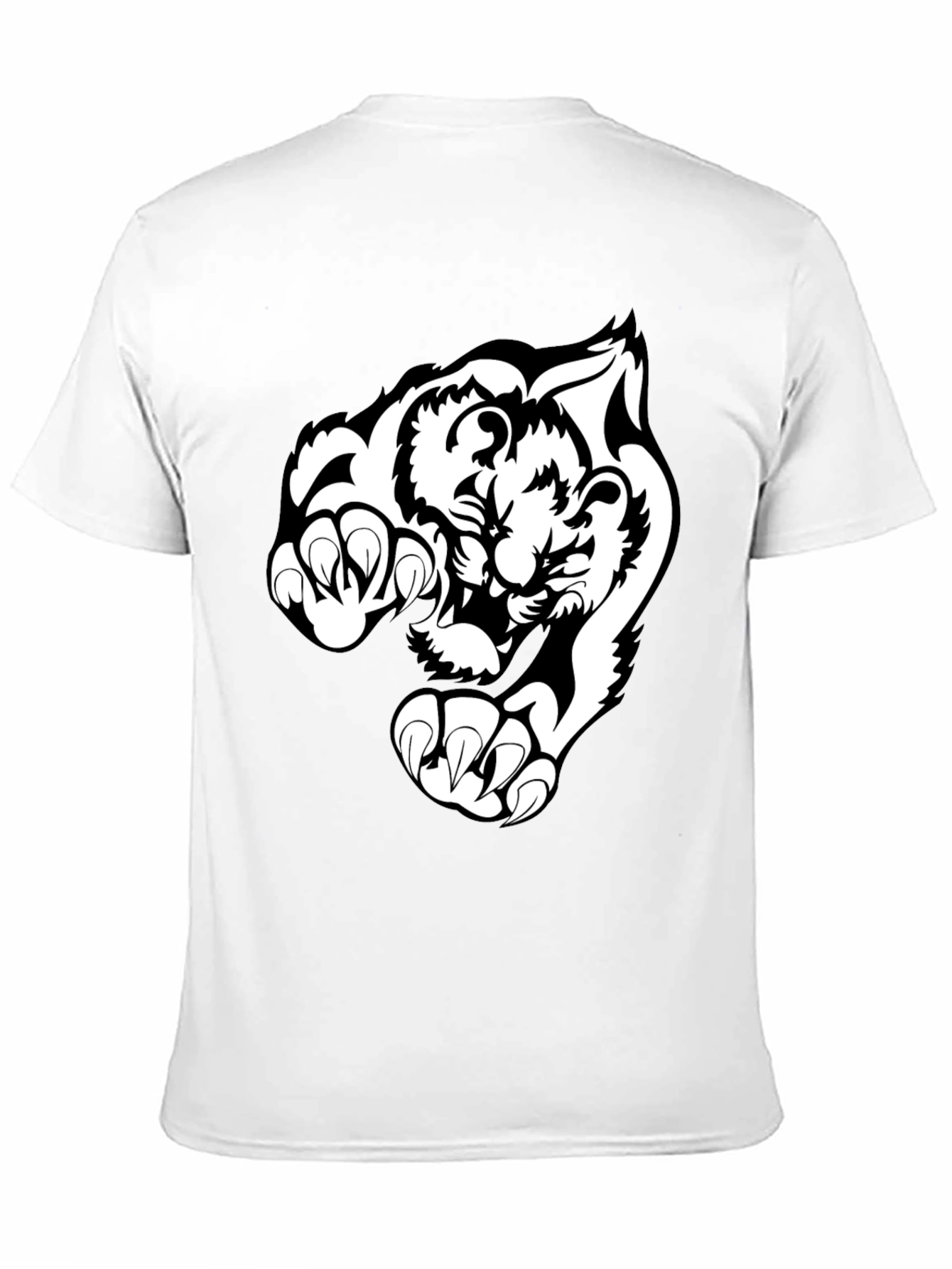 Black Black T-Shirt with White Tiger Graphic view 11