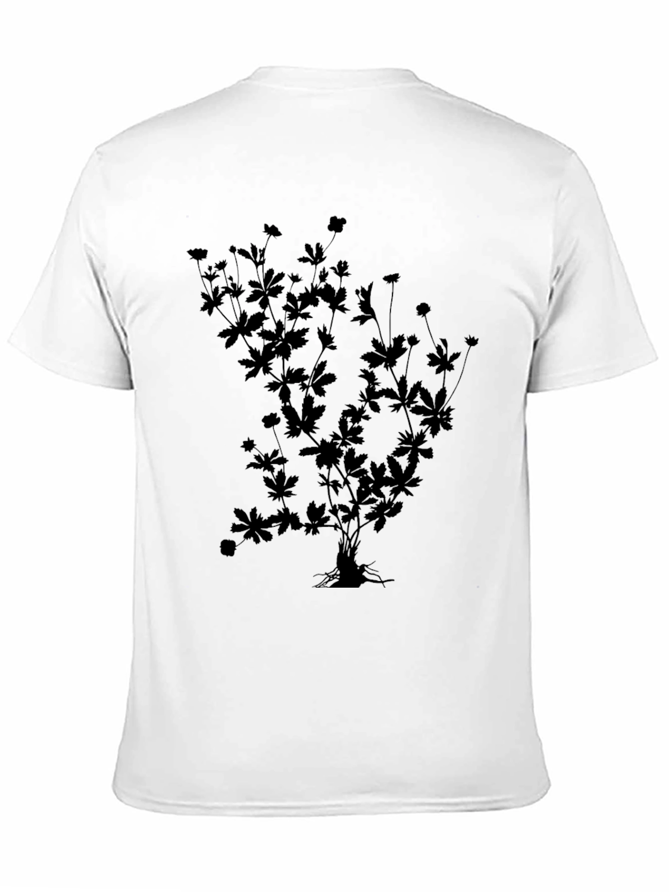 Black Botanical Silhouette Black T-Shirt view 11