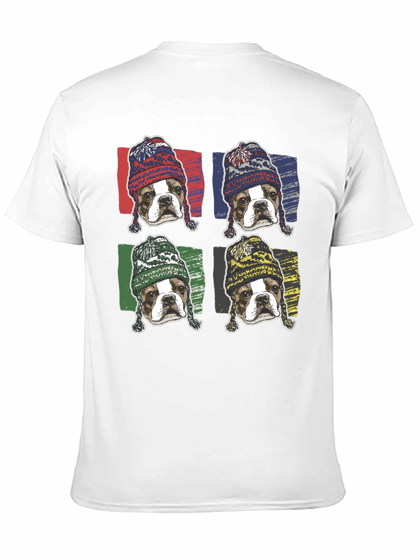 Black Dog in Hats Graphic Tee - Trendy Pop Art Style view 11