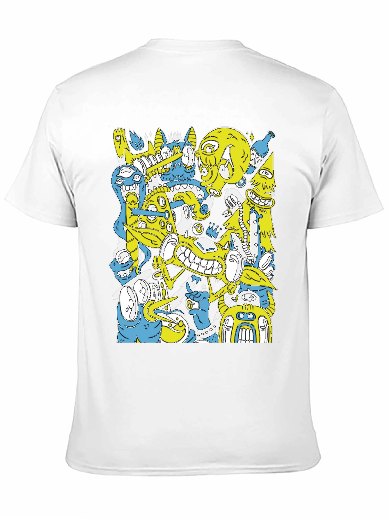 Black Abstract Cartoon Graphic Print Black T-Shirt view 11