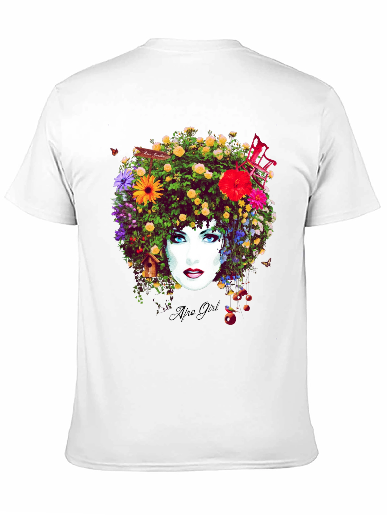 Black Floral Afro Girl Graphic Tee - Unique Design view 11