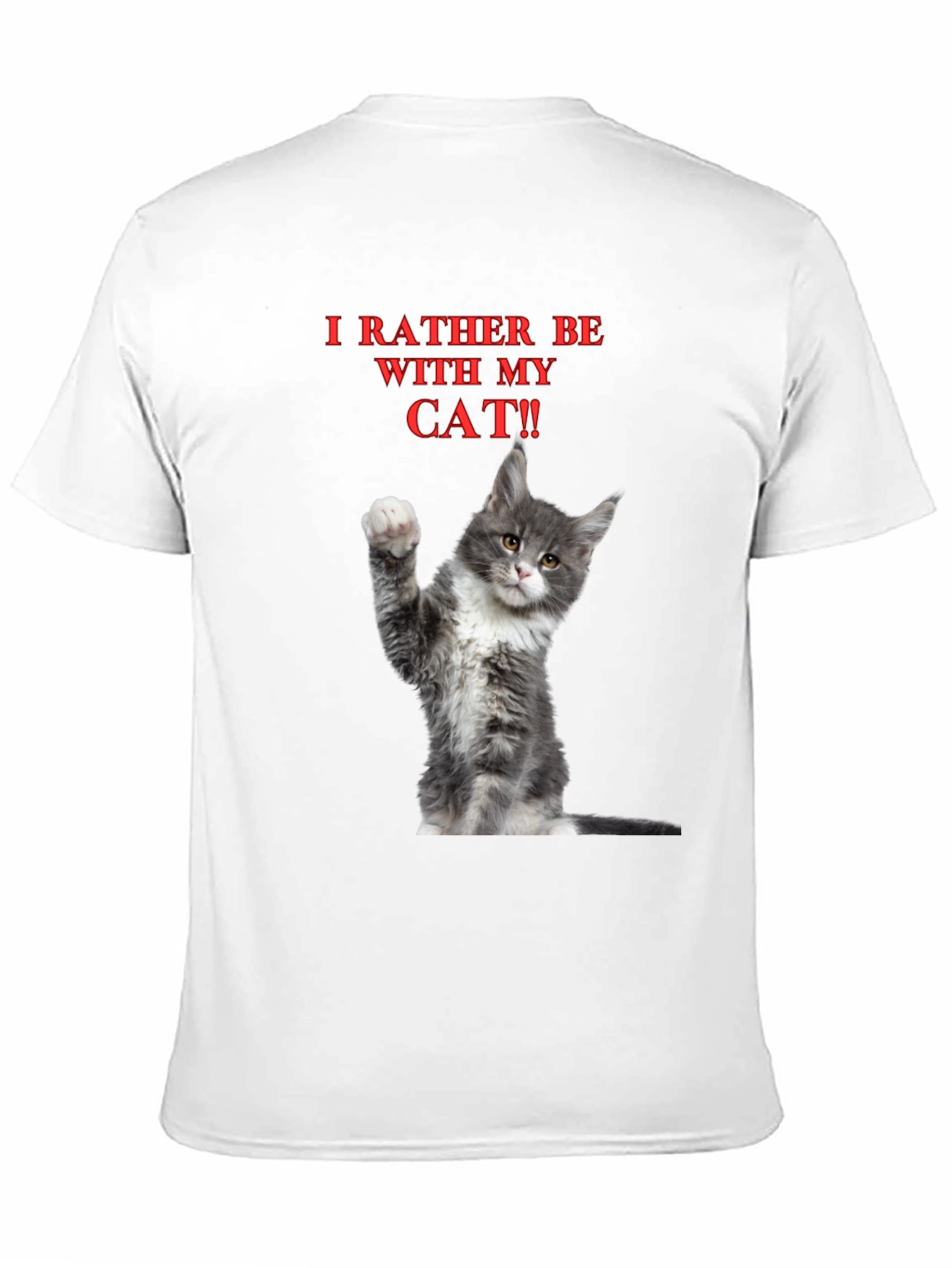 Black Funny "I'd Rather Be With My Cat" Graphic Tee view 11