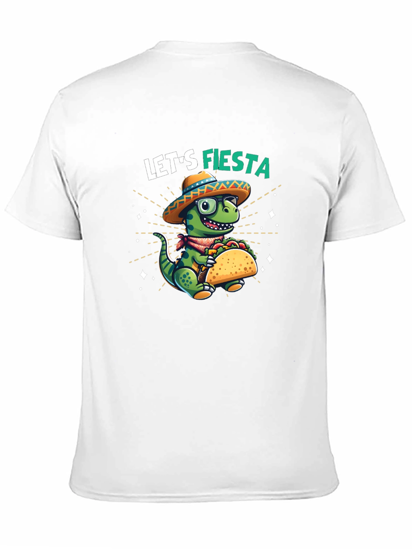 Black Let's Fiesta Dinosaur Taco T-Shirt view 11