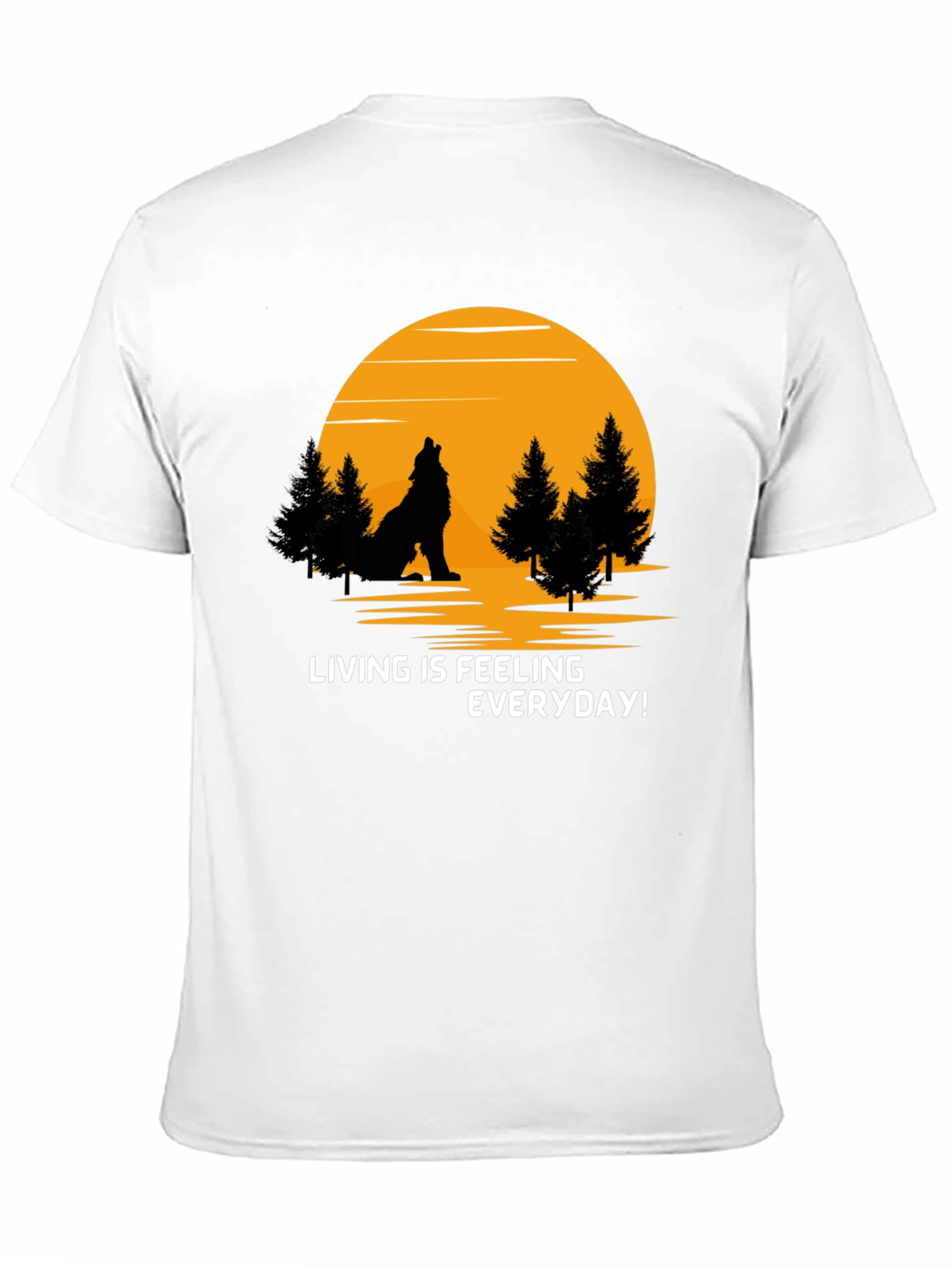 Black Wolf Howling at Moon Graphic T-Shirt view 11