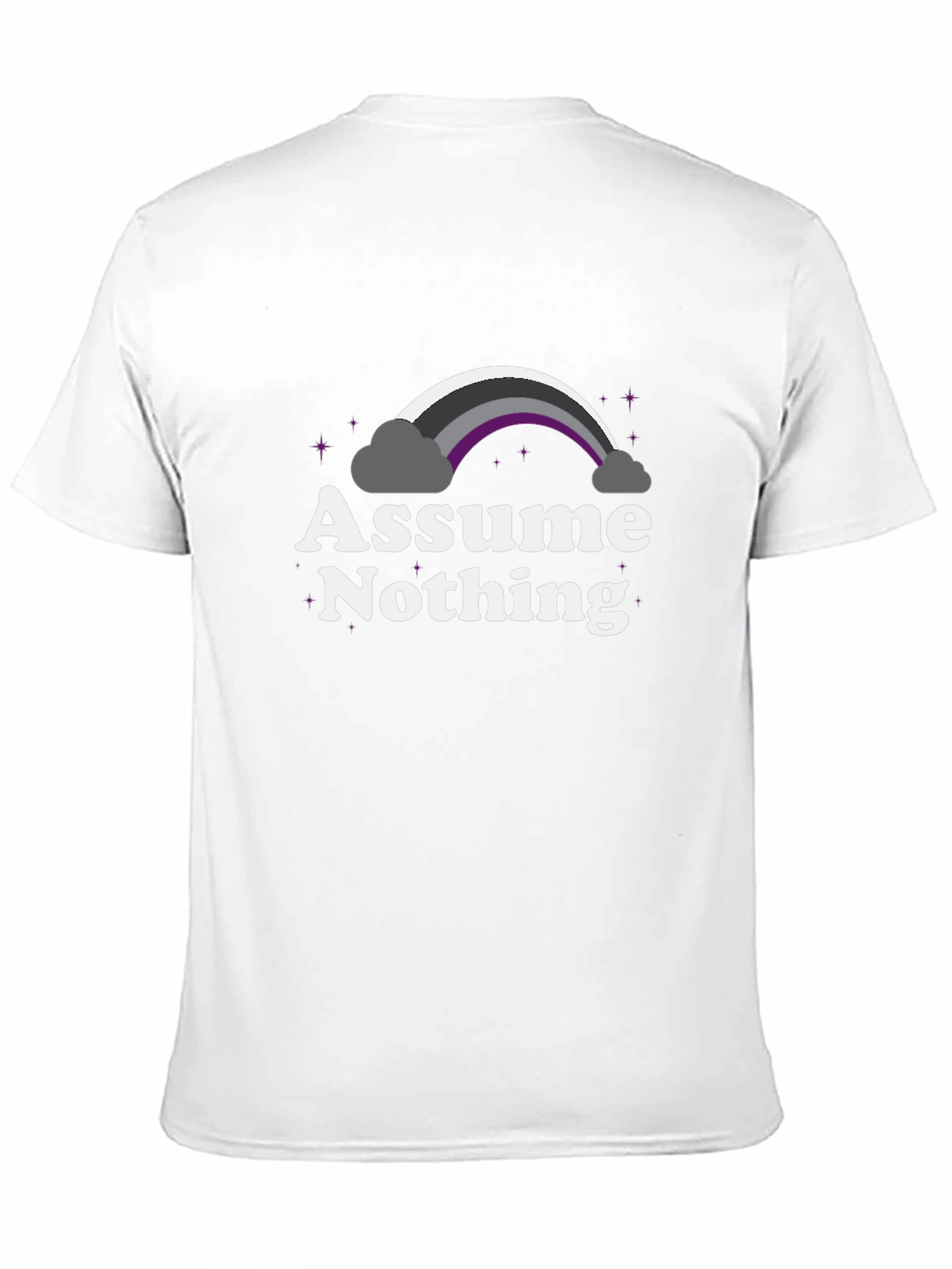 Black Assume Nothing Asexual Pride Rainbow Graphic Tee view 11