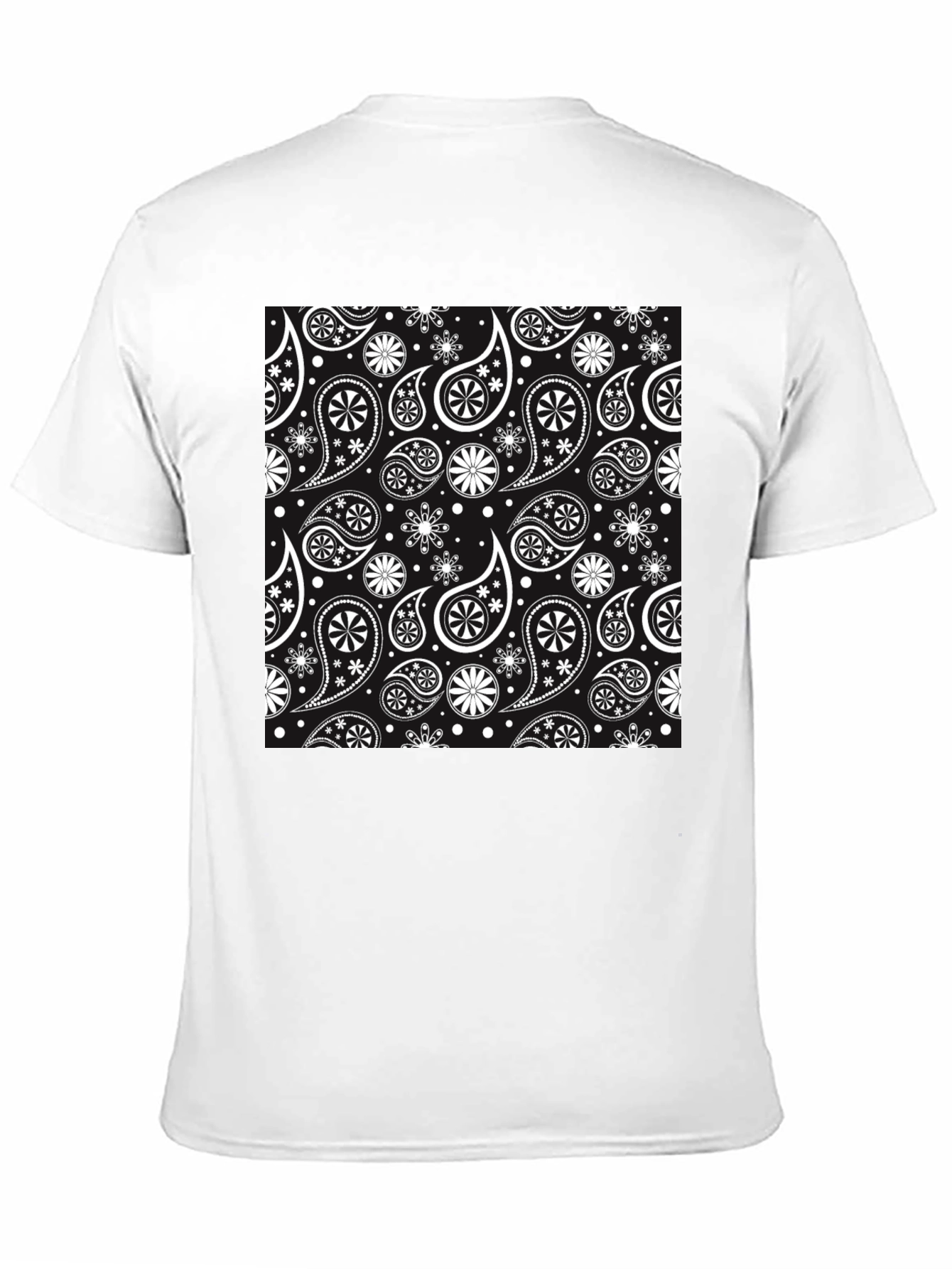 Black Stylish Paisley Patterned Black T-Shirt view 11
