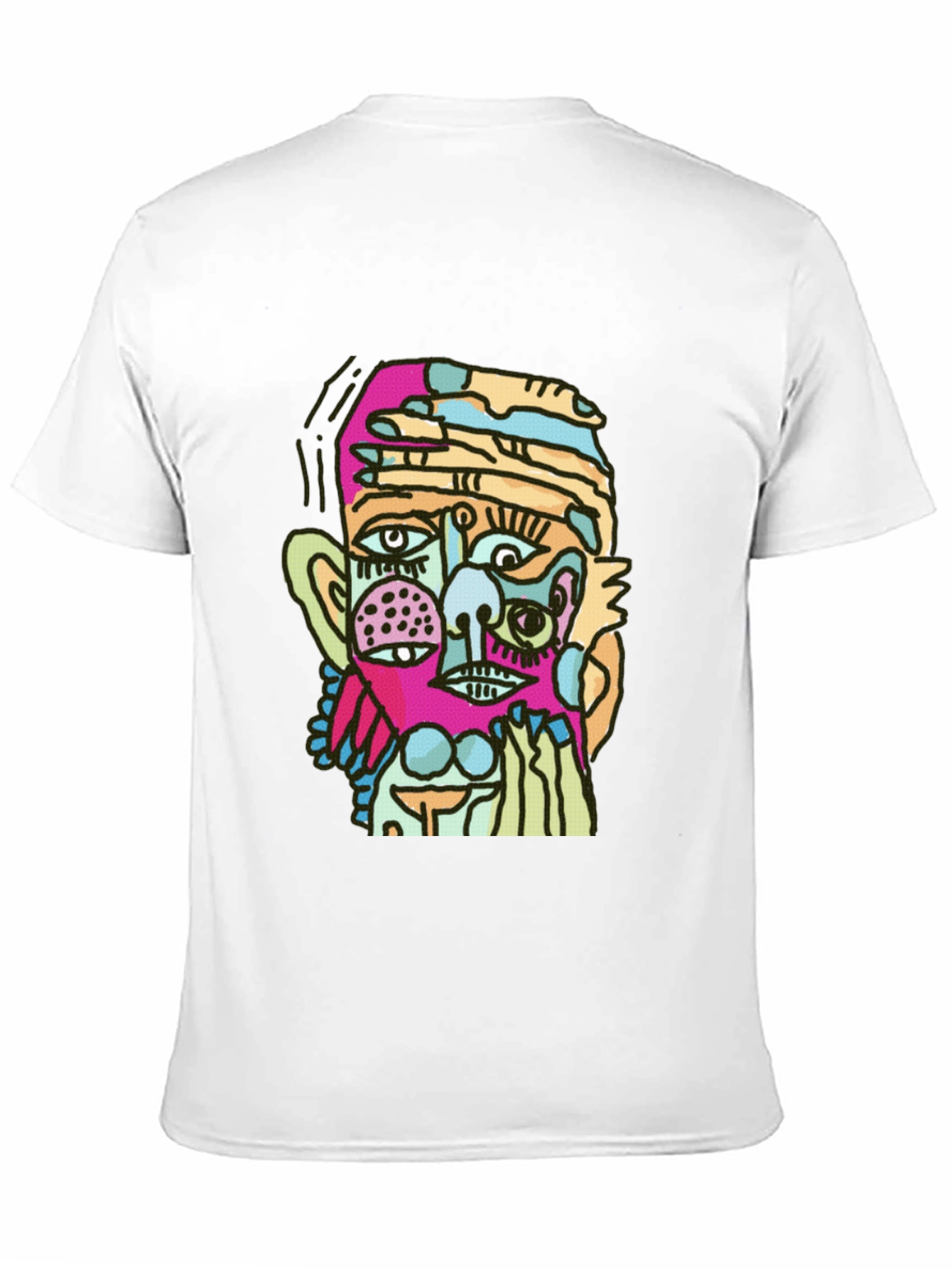 Black Abstract Face Graphic Black T-Shirt view 11