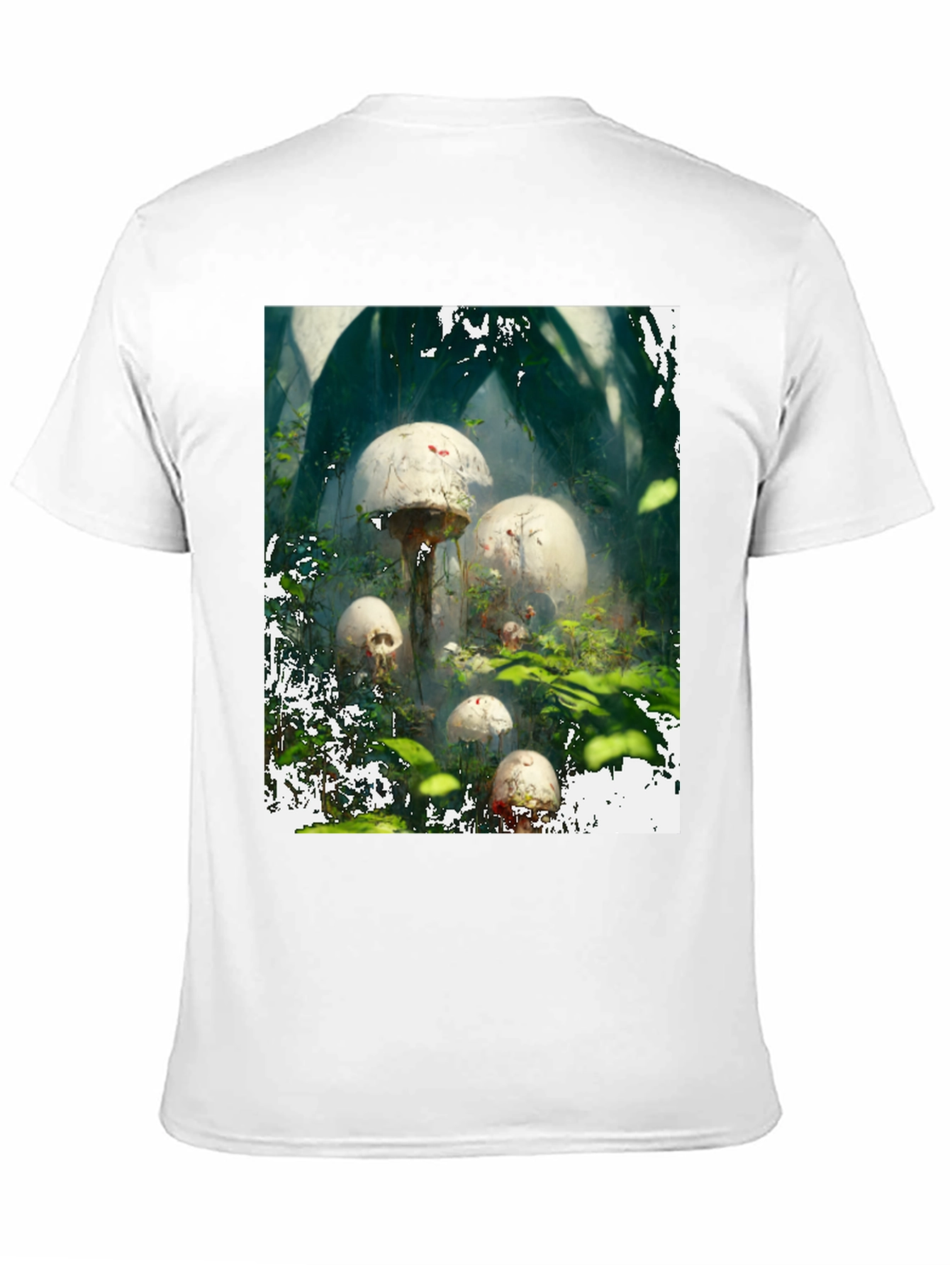 Black Mushroom Skull Forest Tee view 11