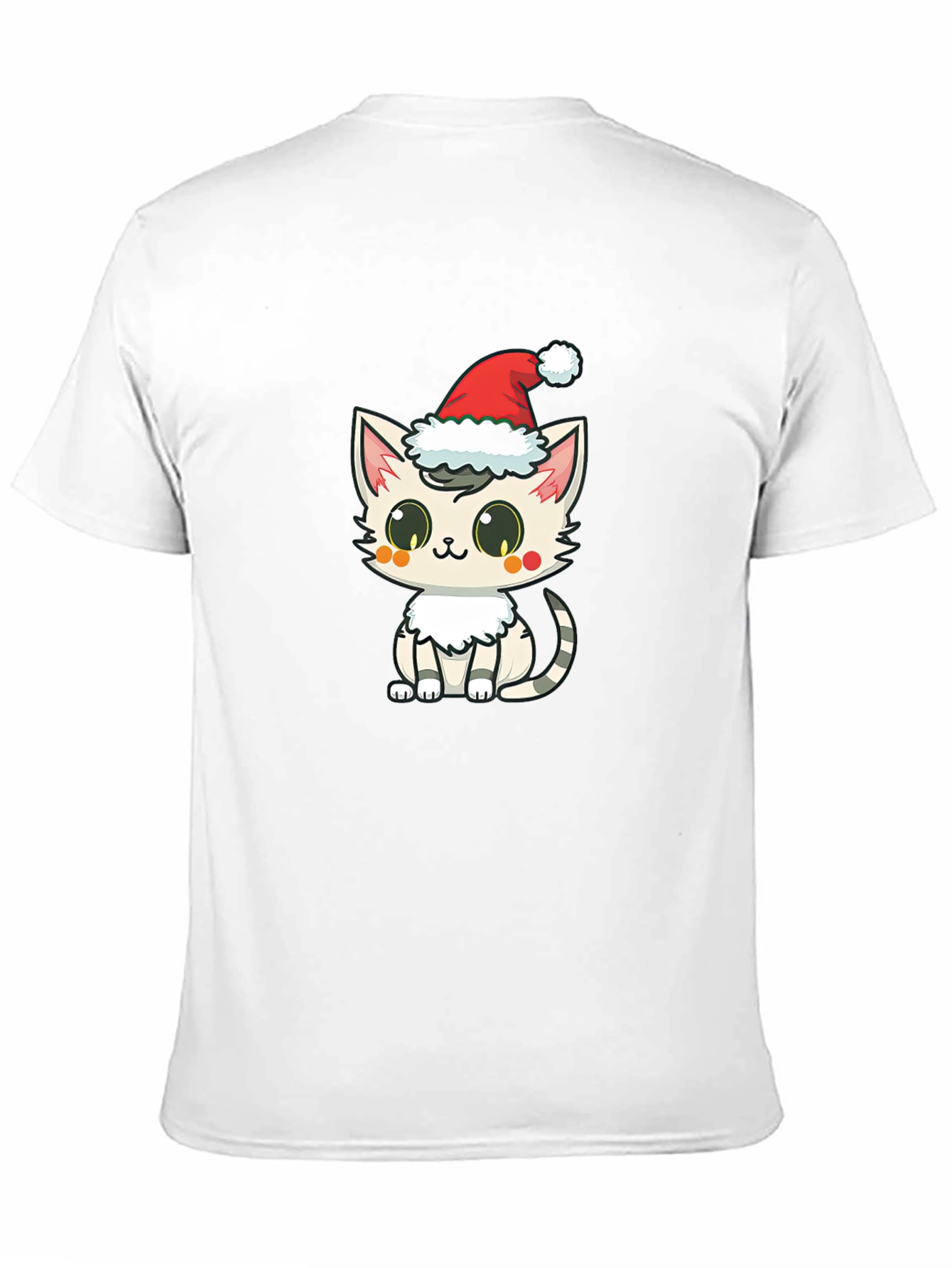 Black Cute Cat in Santa Hat Graphic T-Shirt view 11
