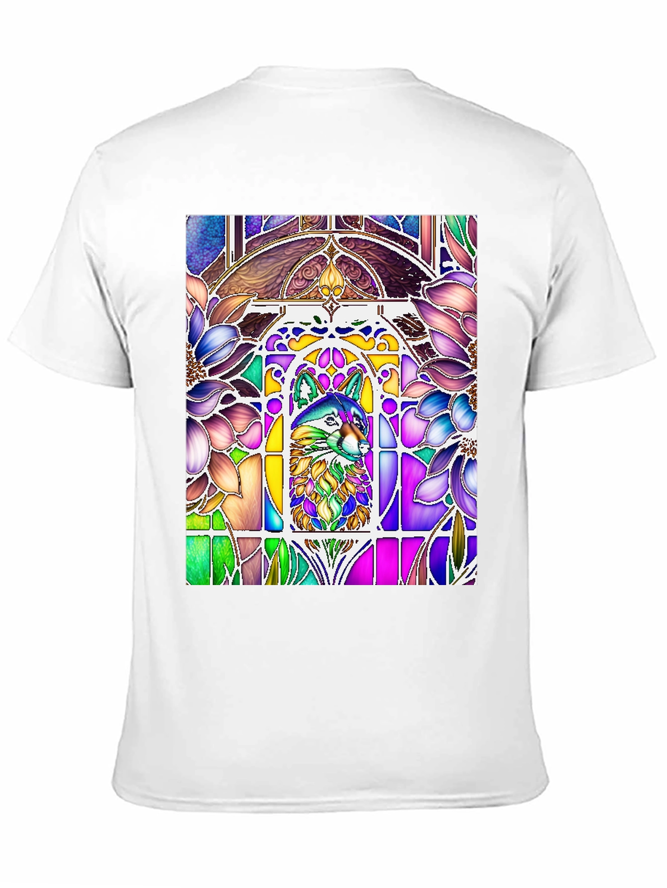 Black Stained Glass Wolf Graphic Tee view 11