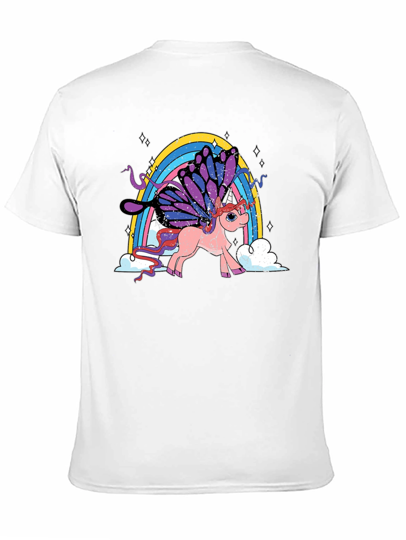 Black Unicorn Rainbow T-Shirt - Magical Butterfly Wings view 11