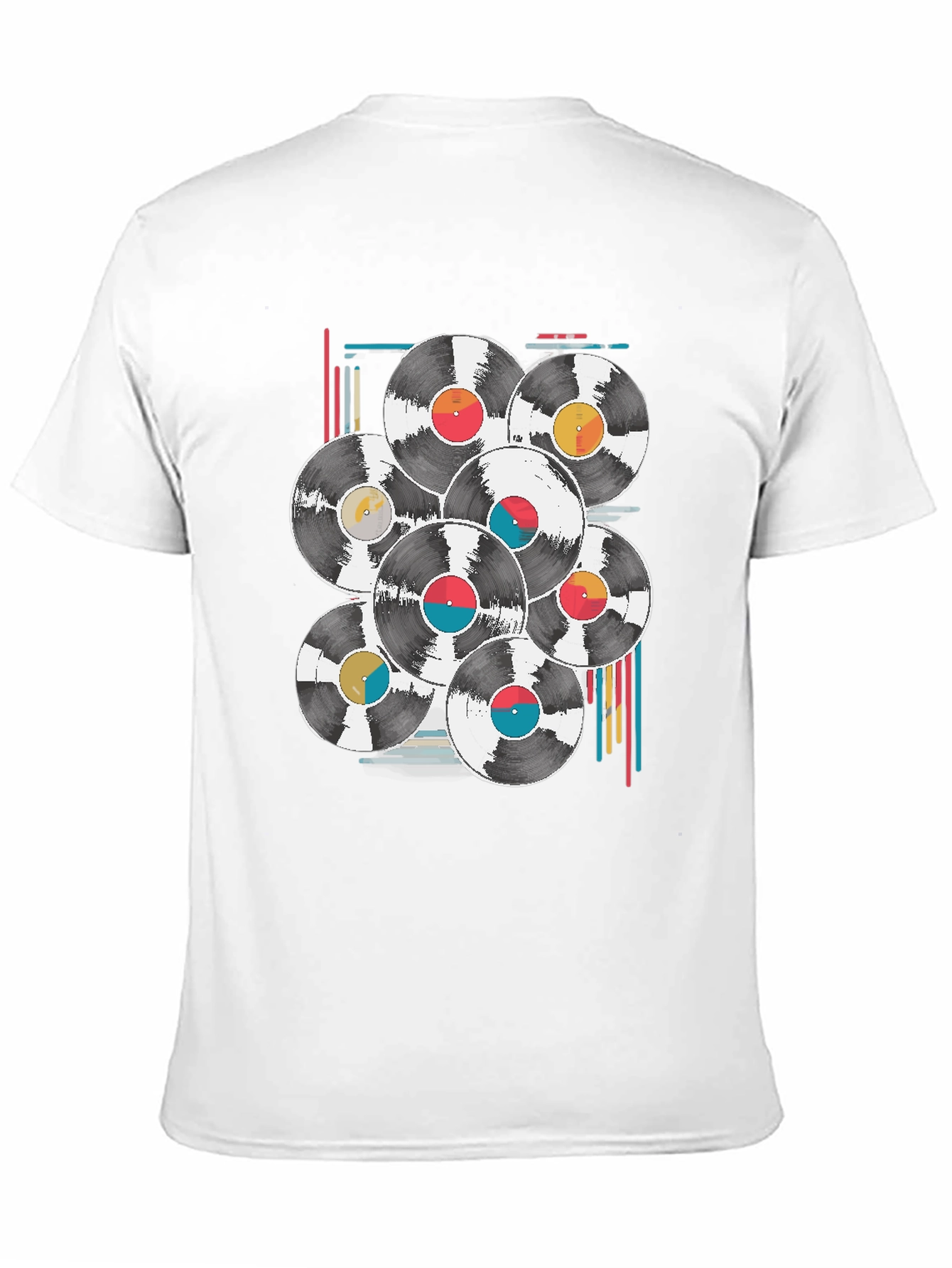 Black Retro Vinyl Record Graphic Tee - Black Cotton Blend T-Shirt view 11