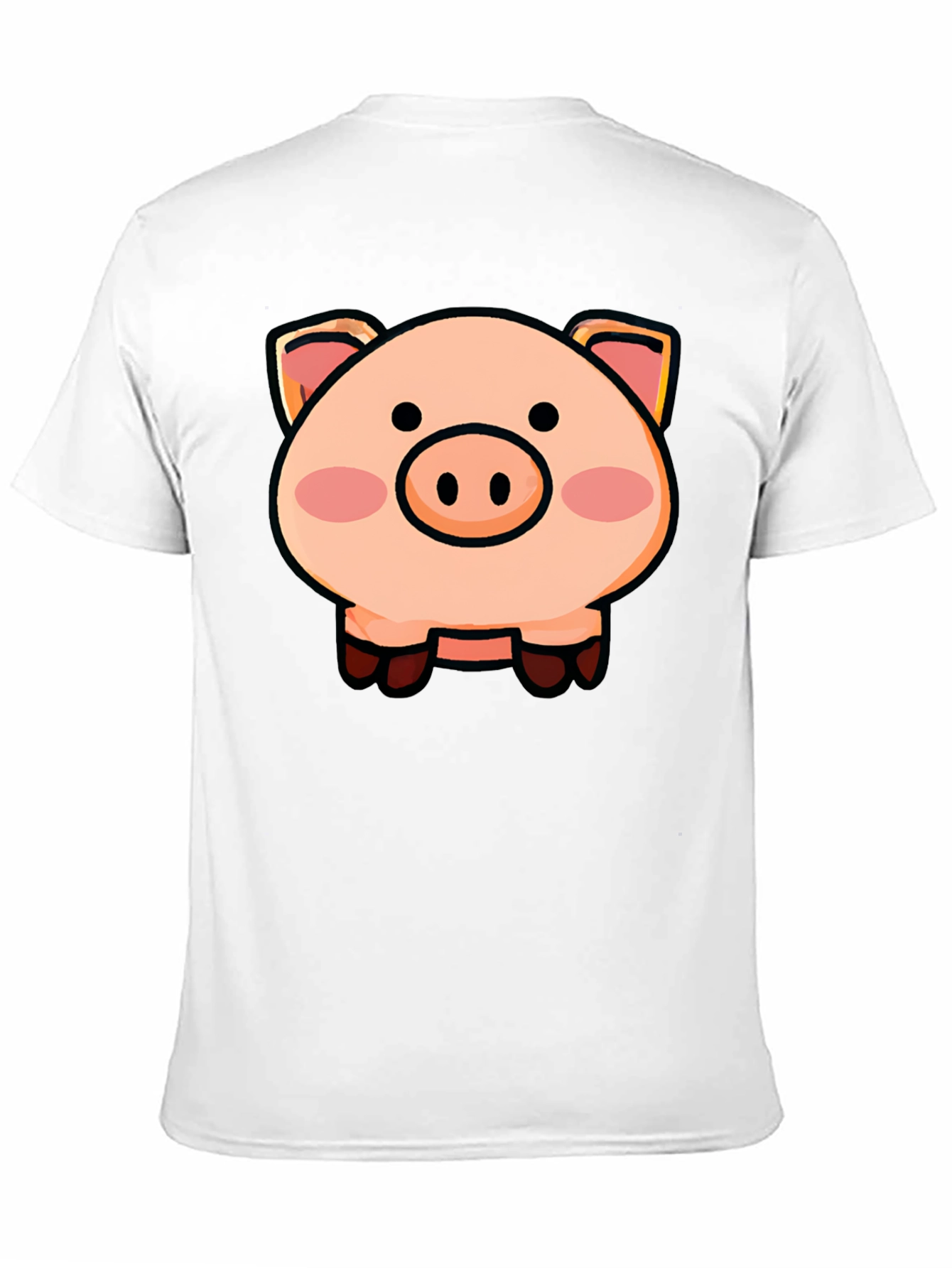 Black Cartoon Pig Graphic Tee - Unisex Black T-Shirt view 11