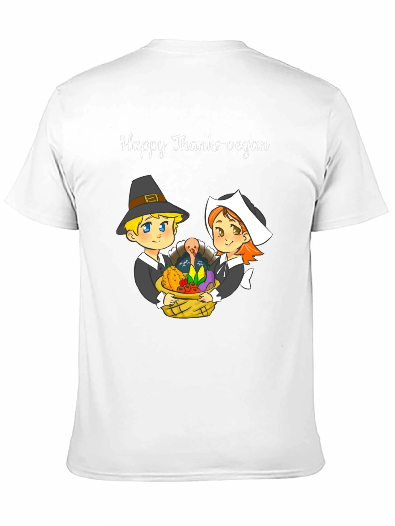 Black Happy Thanks-Vegan T-Shirt view 11