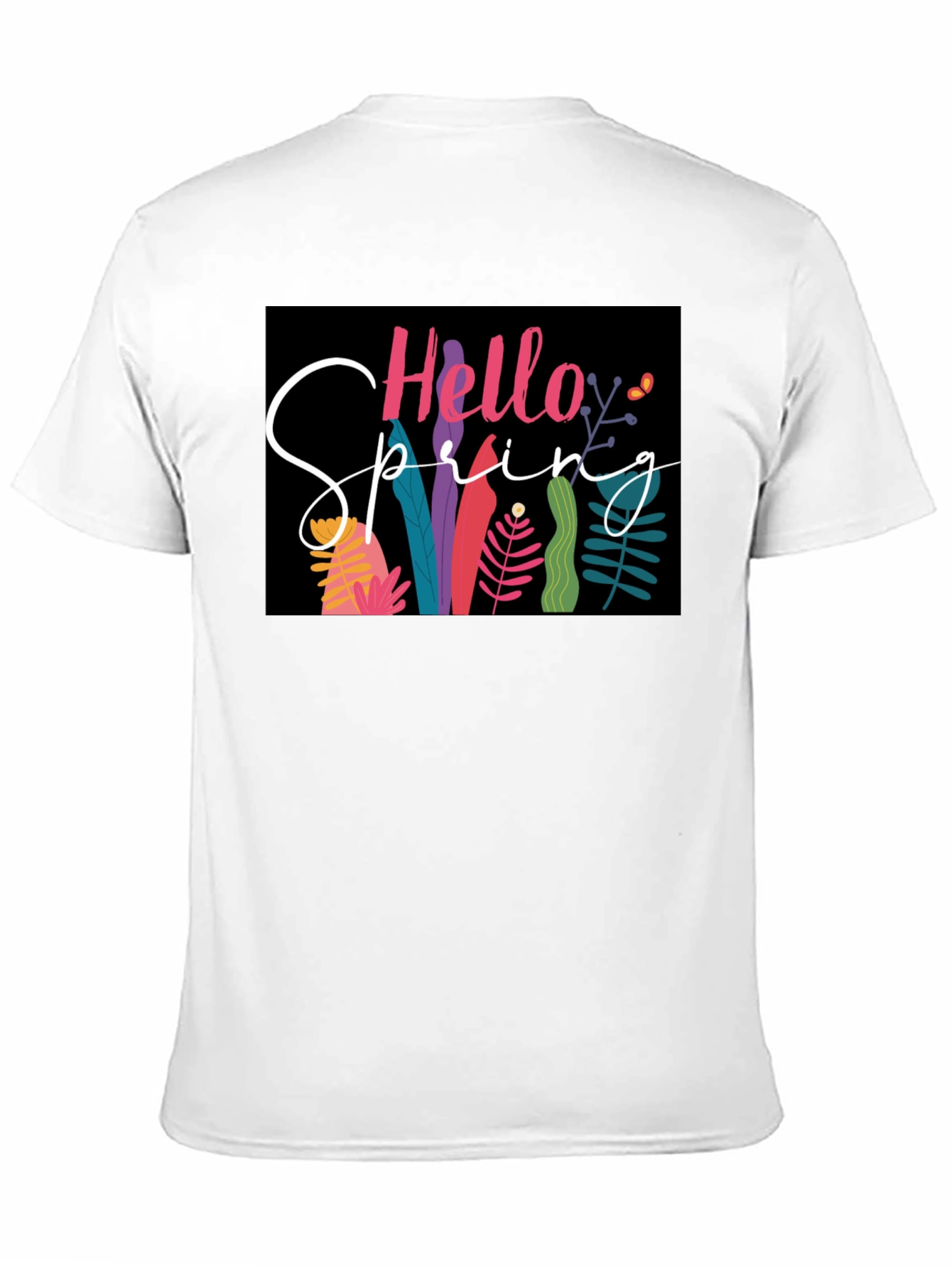 Black Hello Spring Graphic Tee - Black Cotton Casual view 11
