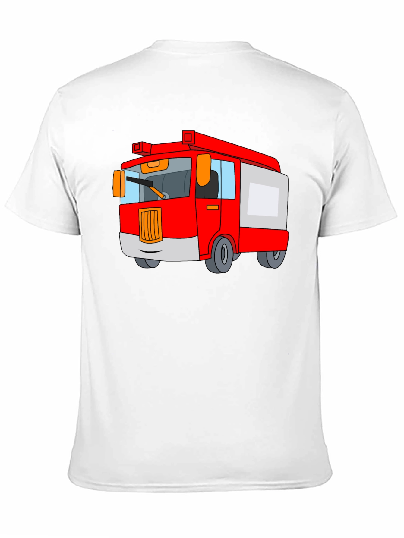 Black Fire Truck Cartoon Graphic Black T-Shirt view 11