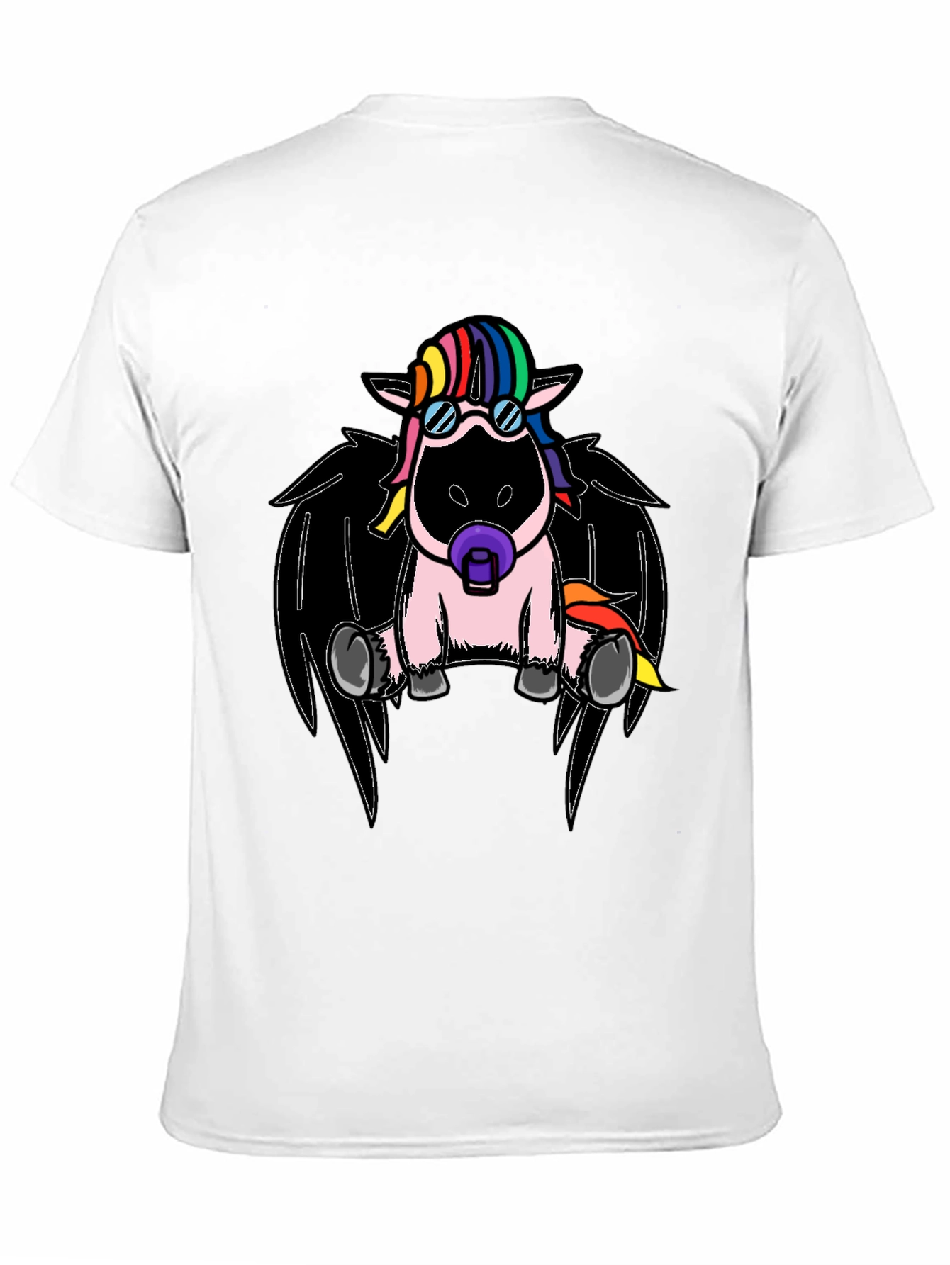 Black Cool Unicorn with Wings Graphic T-Shirt view 11