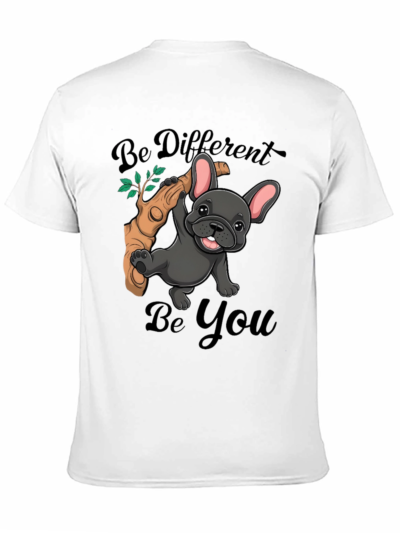 Black Be Different Be You Bulldog T-Shirt view 11