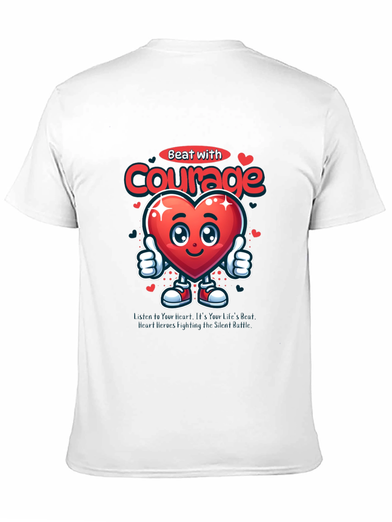 Black Courage Heart Graphic Tee - Inspirational T-Shirt view 11