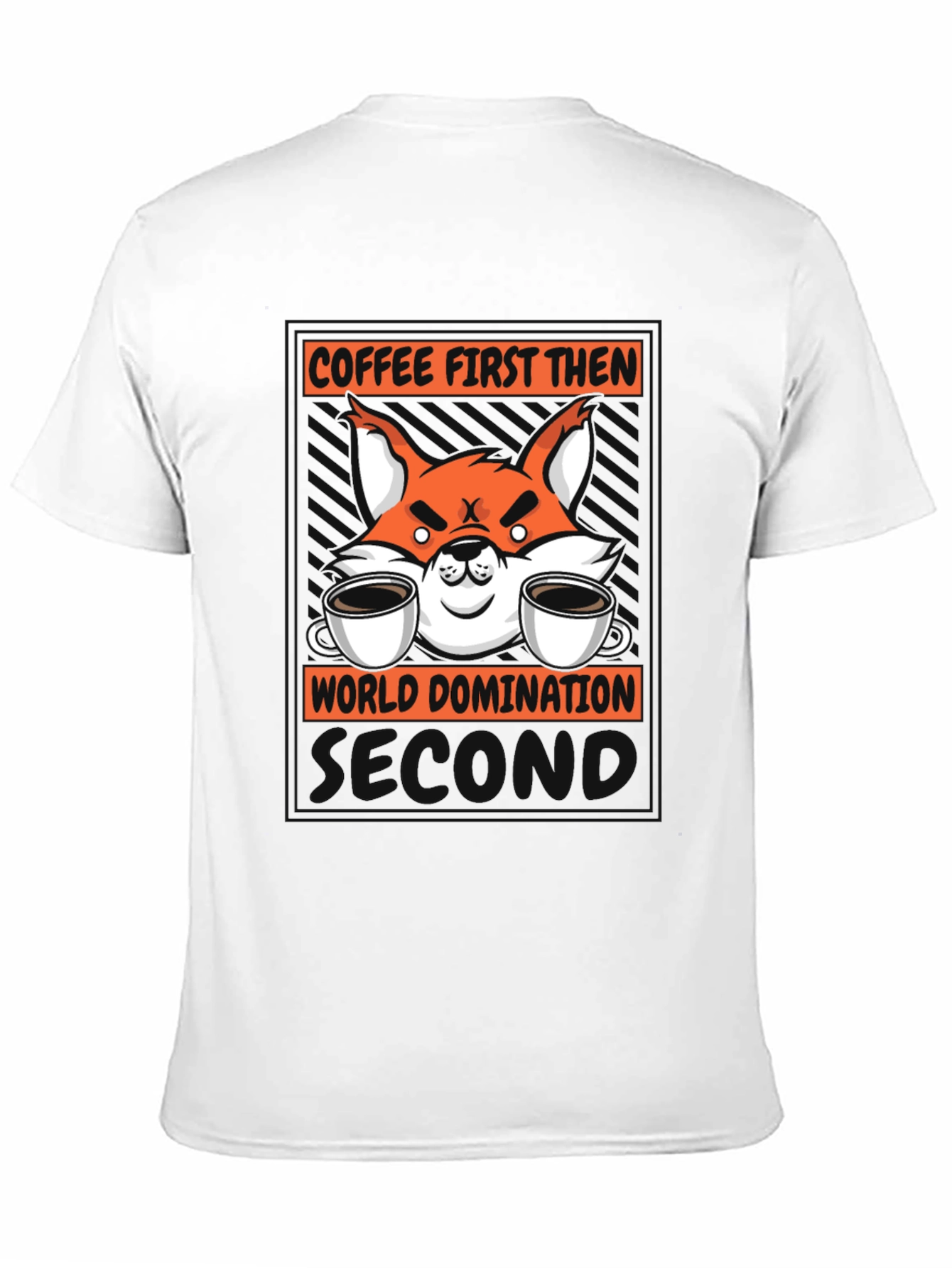 Black Coffee First Then World Domination Fox Graphic T-Shirt view 11