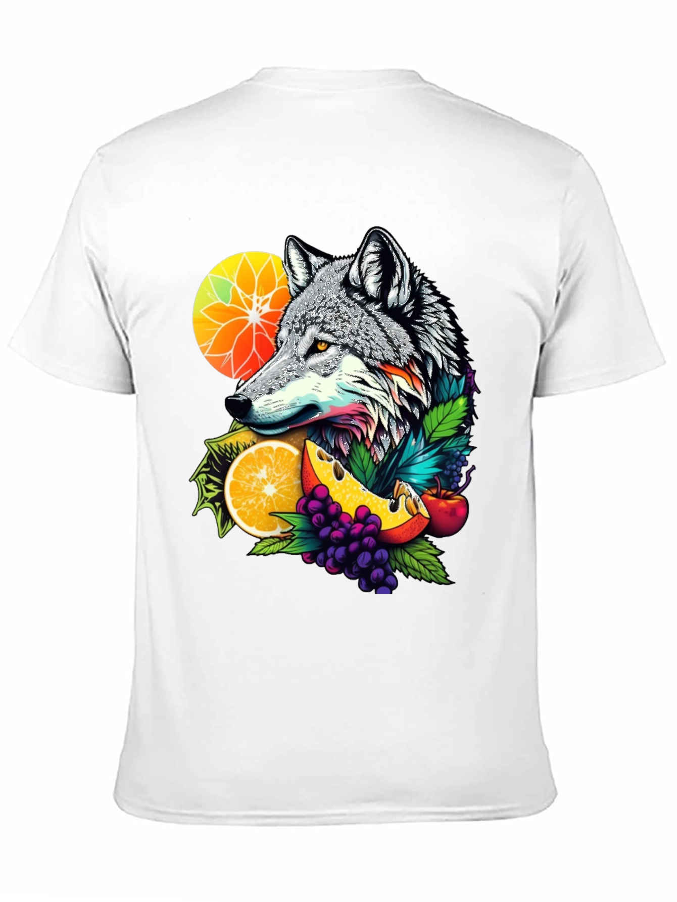 Black Wolf & Fruit Graphic Black T-Shirt view 11