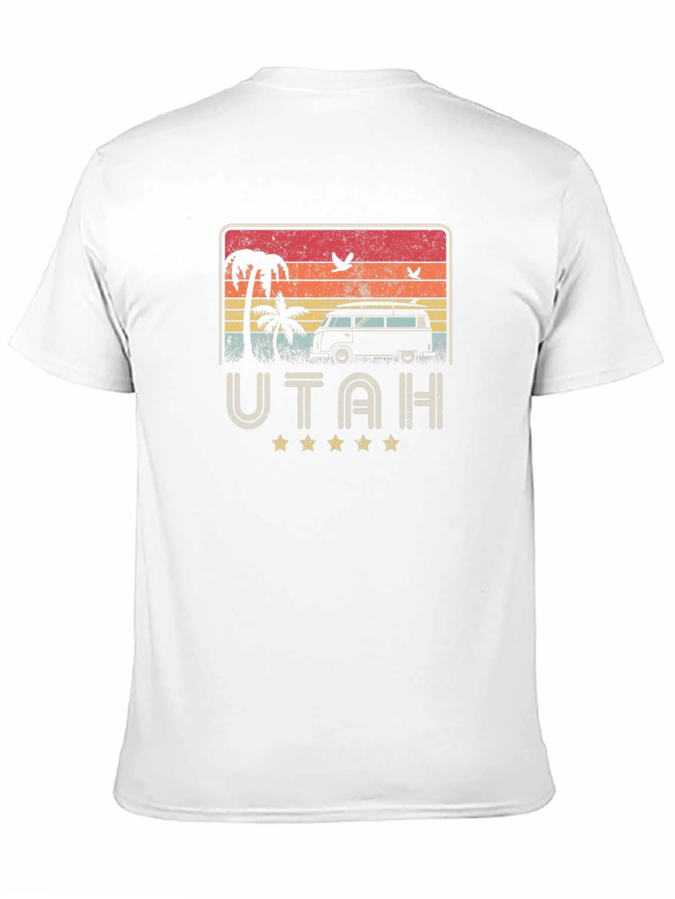 Black Retro Utah Beach Van Graphic T-Shirt view 11