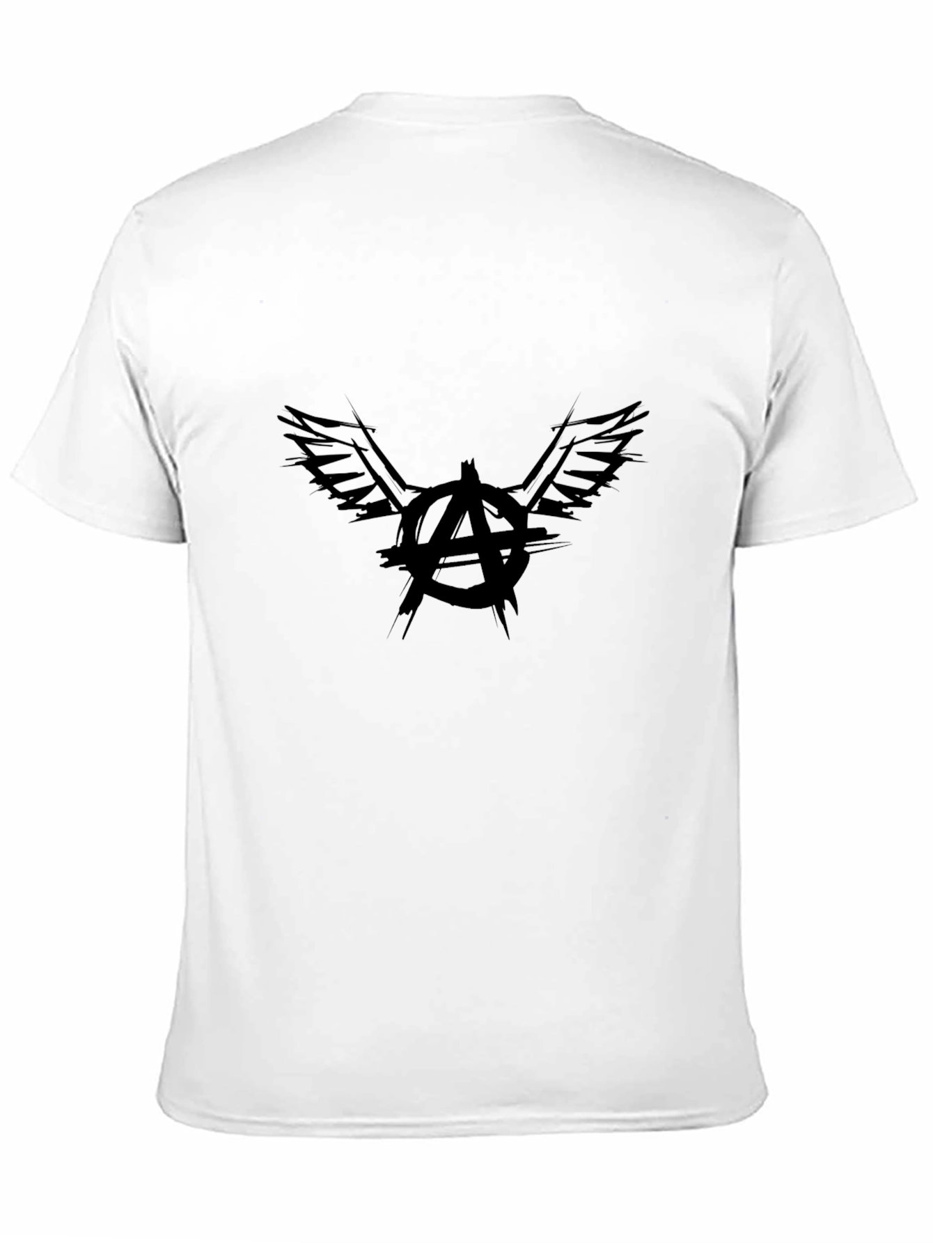 Black Anarchy Wings Graphic Tee - Black Cotton Casual Shirt view 11