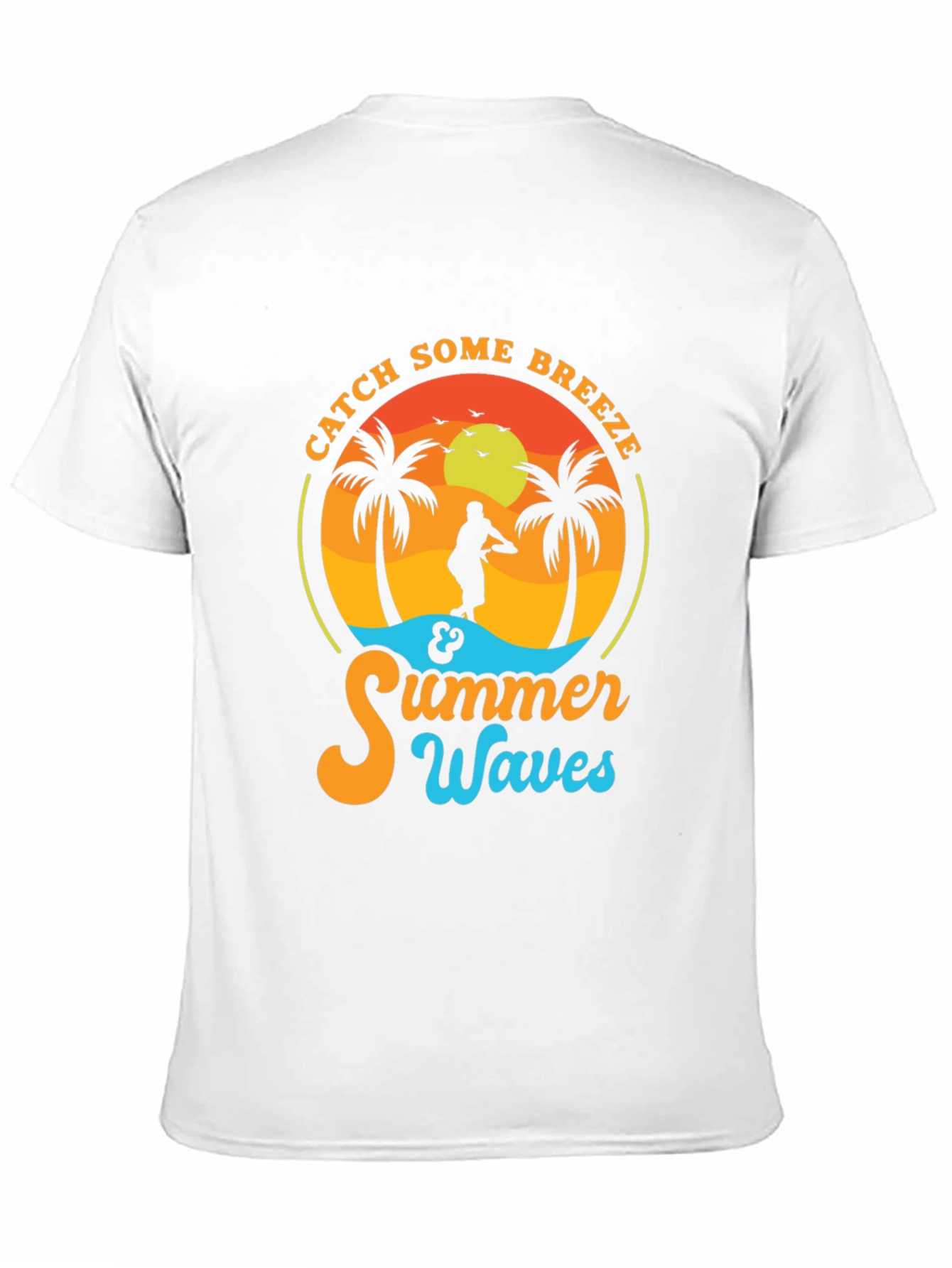 Black Catch Some Breeze Summer Waves Graphic Tee view 11