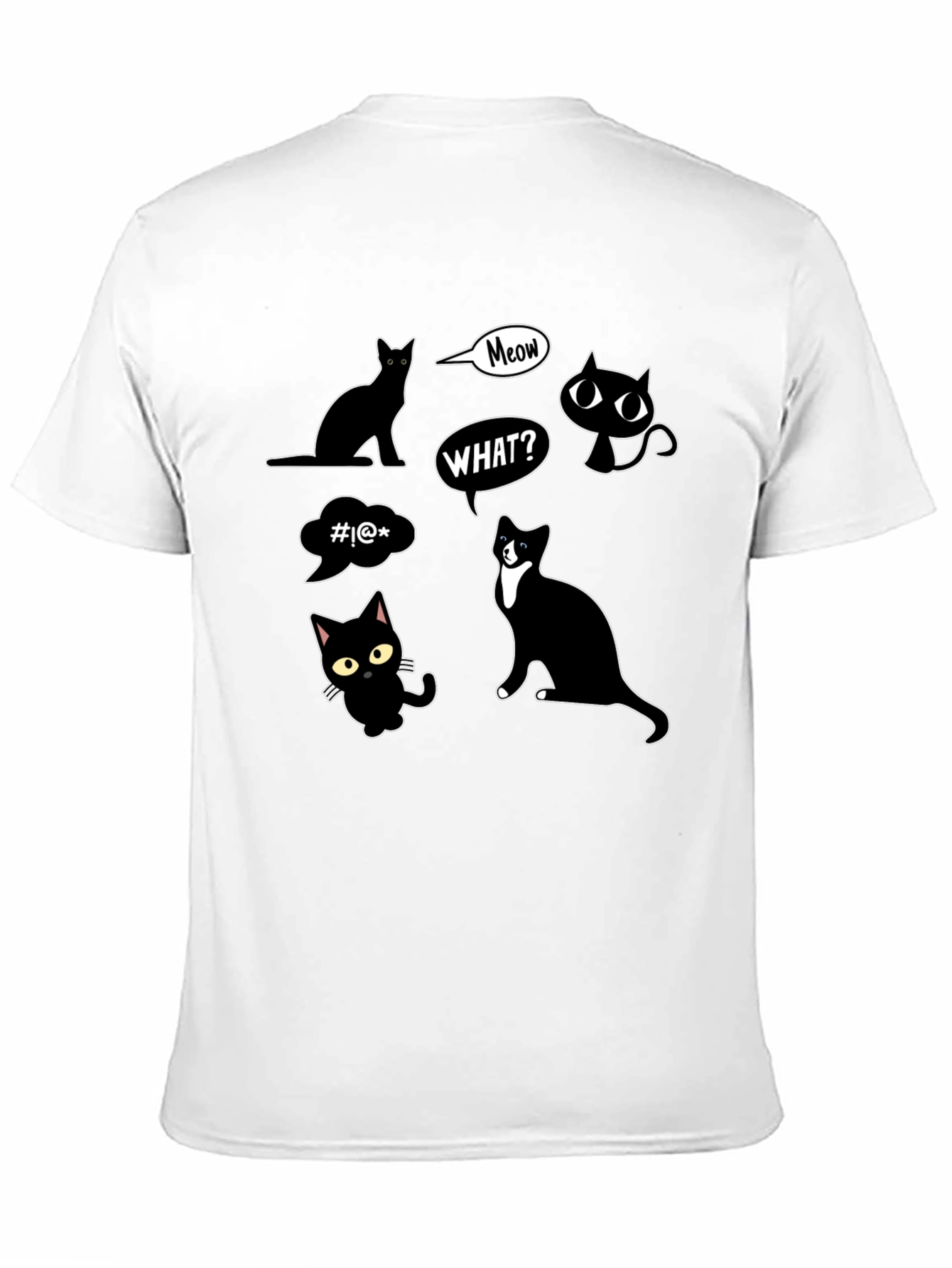 Black Funny Cats Graphic Black T-Shirt view 11