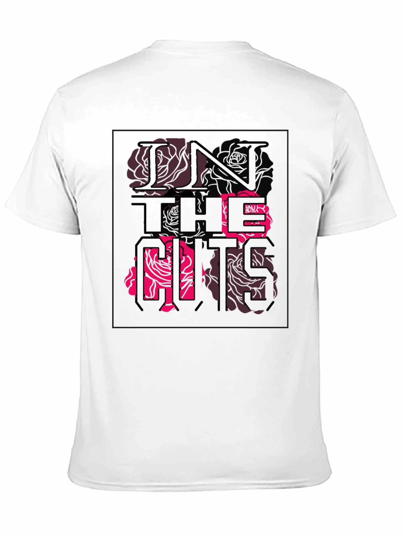 Black Stylish Black Graphic Tee - Rose Text Design view 11