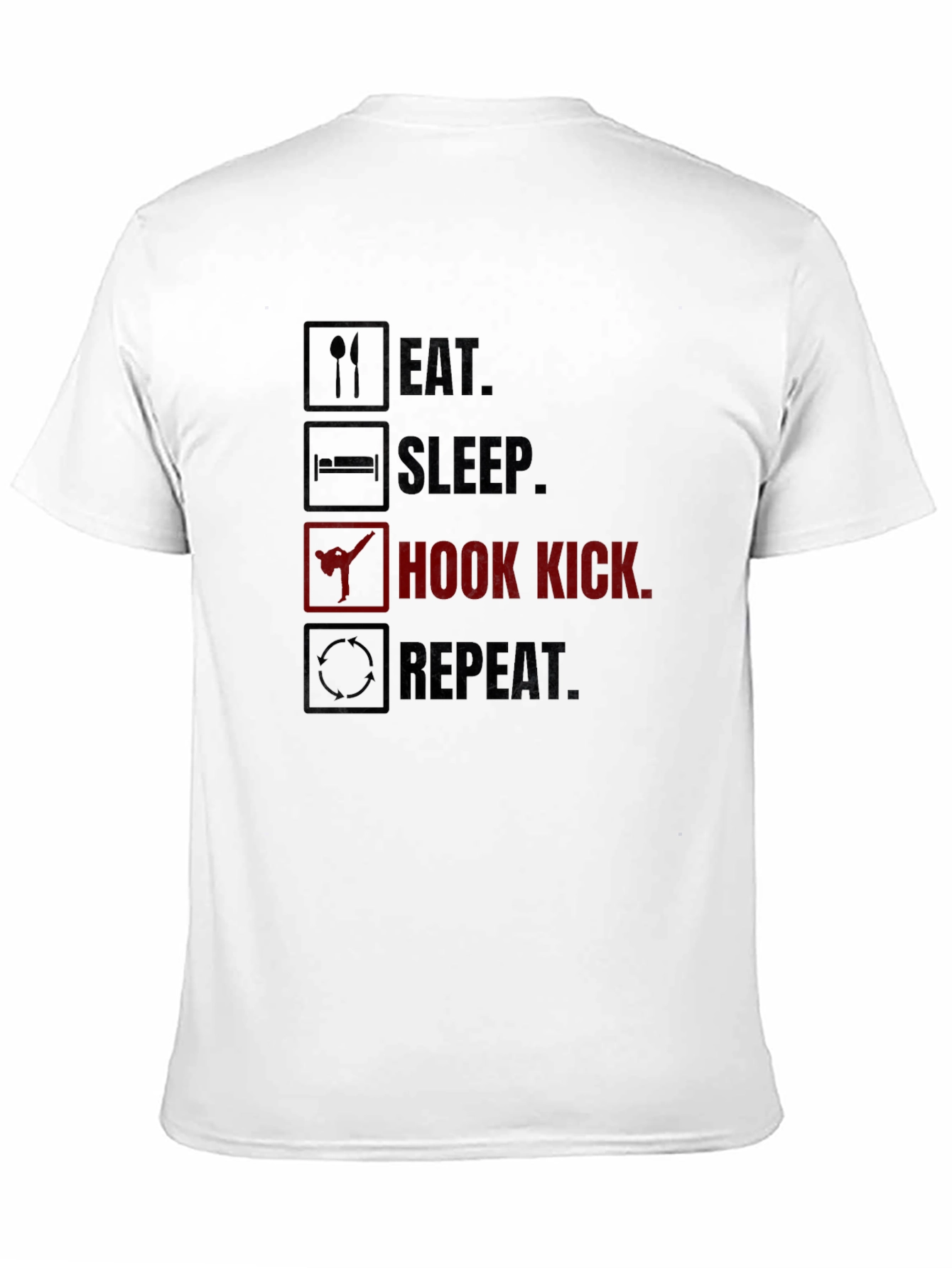 Black Eat Sleep Hook Kick Repeat Graphic T-Shirt view 11
