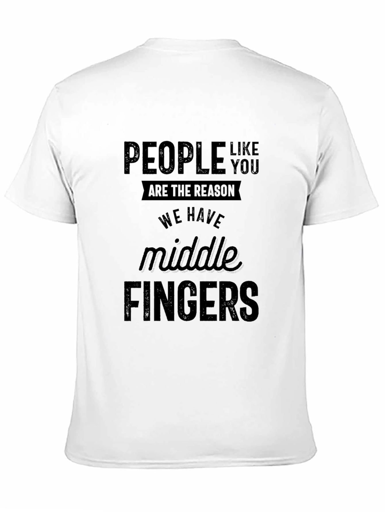 Black Funny Middle Finger Graphic Tee - Black Cotton Blend view 11