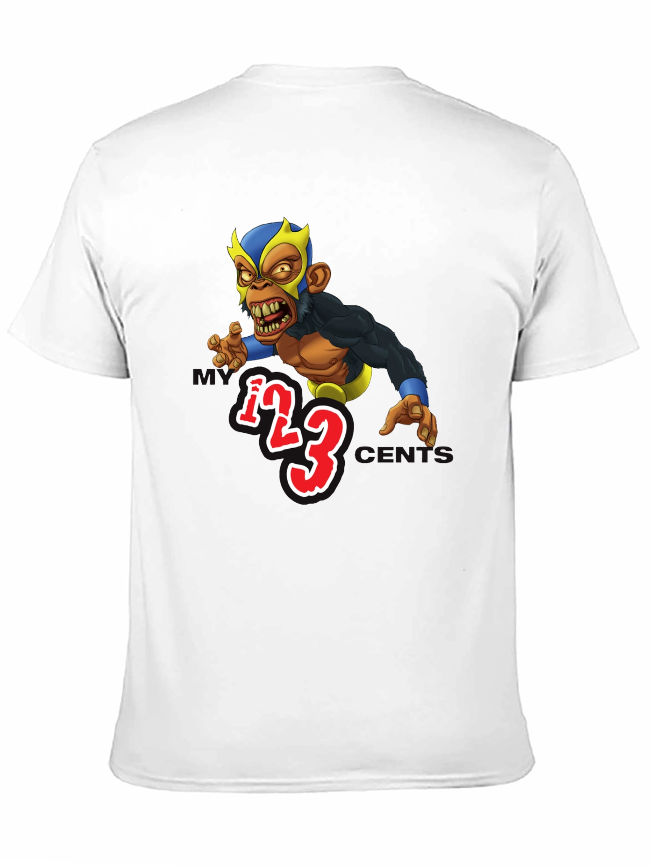 Black Wrestling Monkey Cartoon Graphic Black T-Shirt view 11