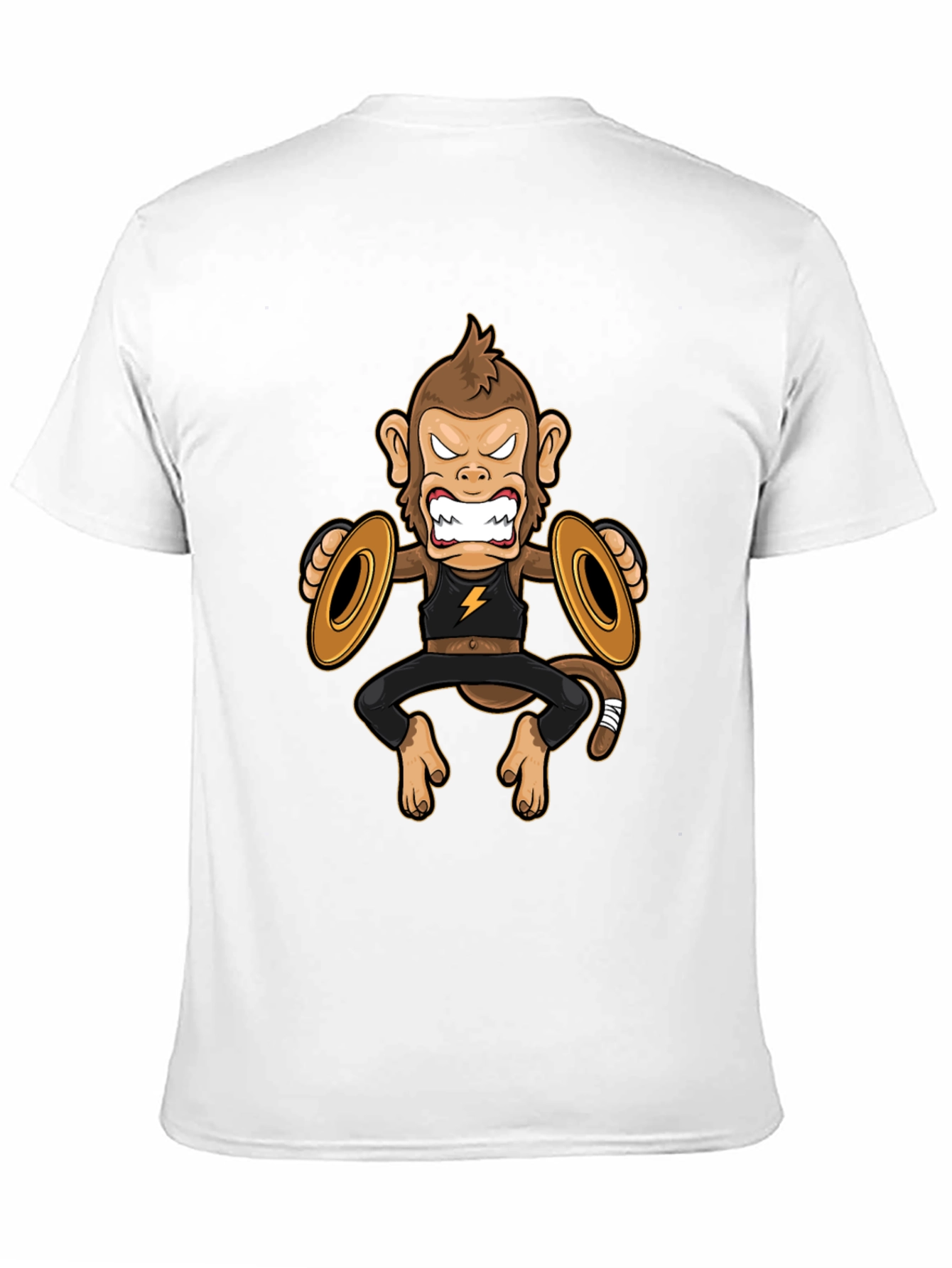 Black Monkey Cymbals Black T-Shirt Funny Graphic Tee view 11
