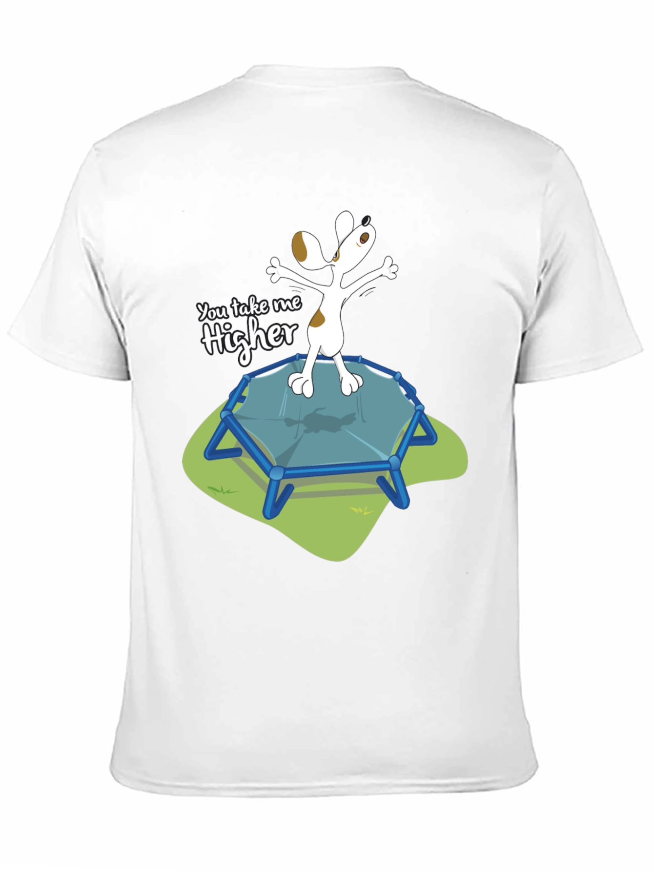 Black You Take Me Higher T-Shirt - Dog on Trampoline view 11