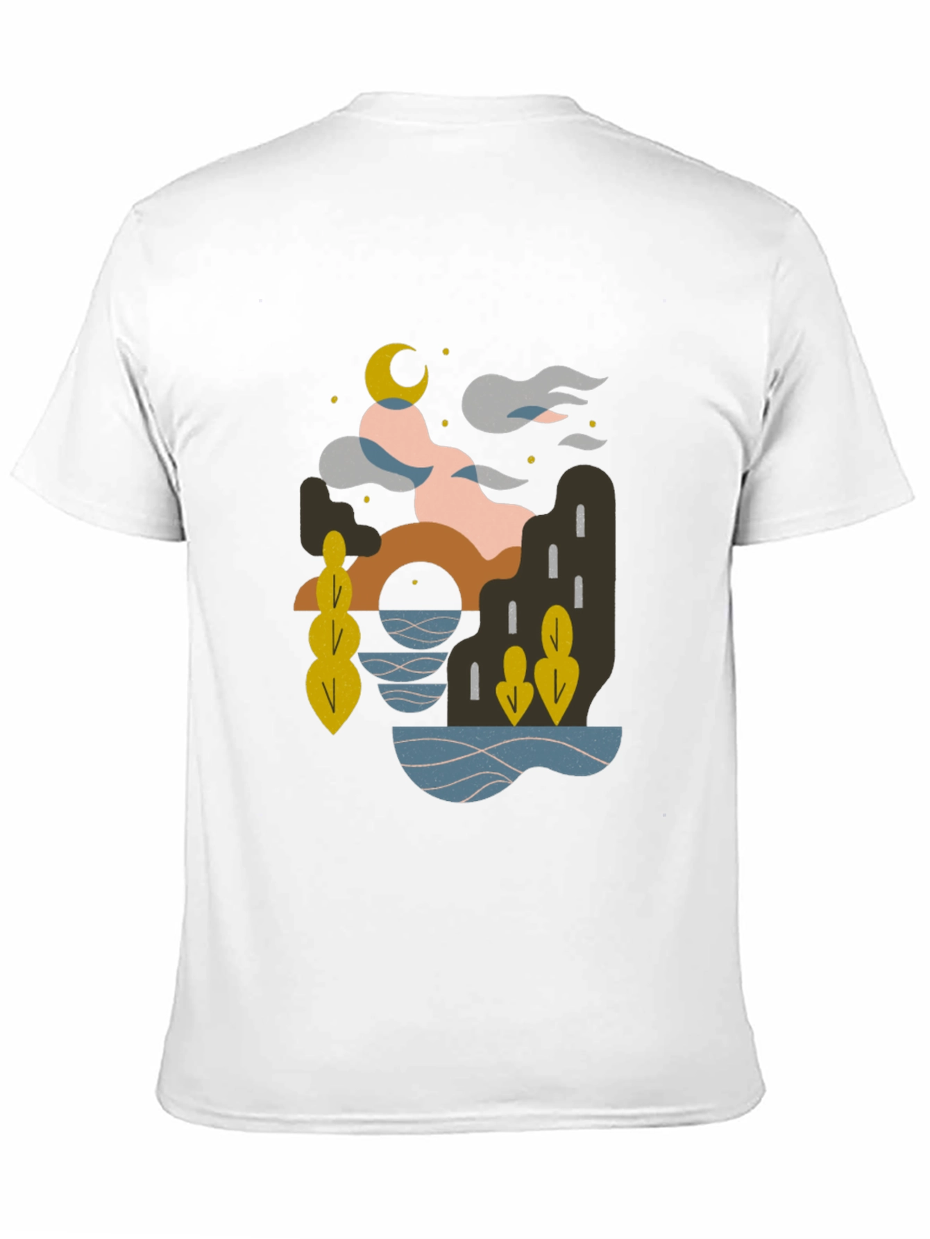 Black Abstract Moonlit Graphic T-Shirt view 11